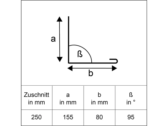 Sarei Winkelblech mit Wasserfalz 2000 x 250 mm natur