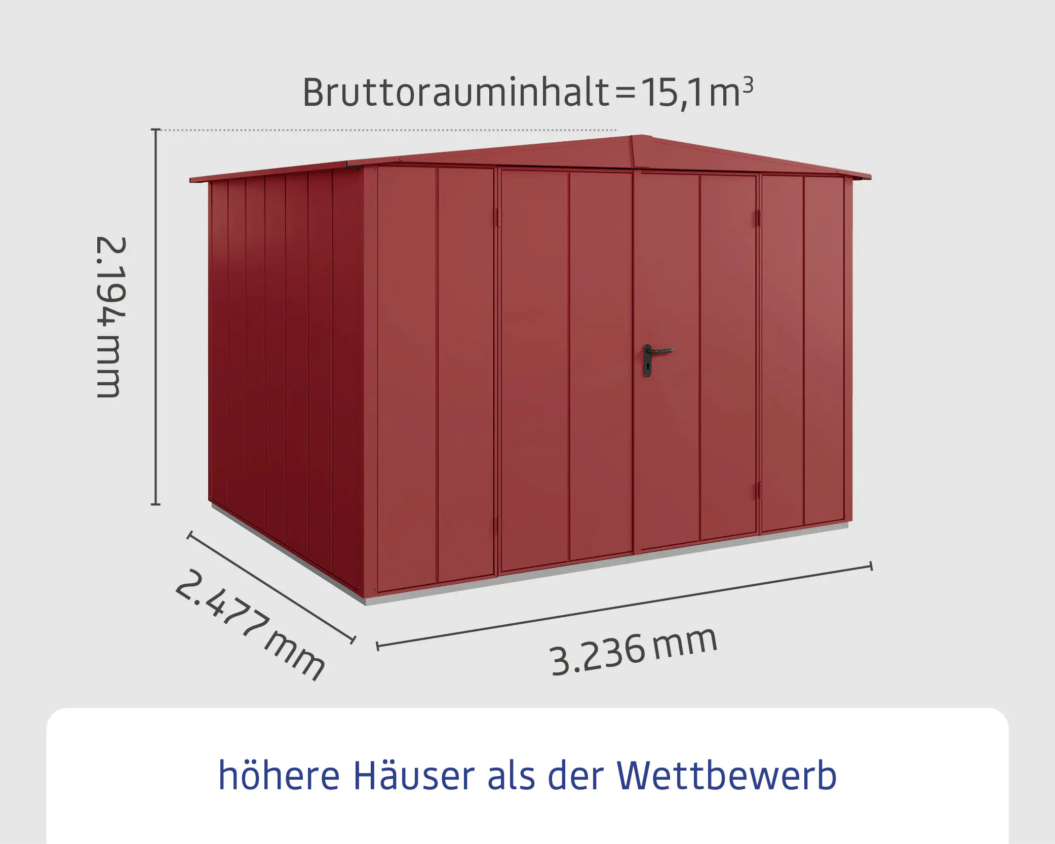 EcoStar Gerätehaus Elegant-S Typ 3 323,6 x 247,7 x 219,4 cm purpurrot