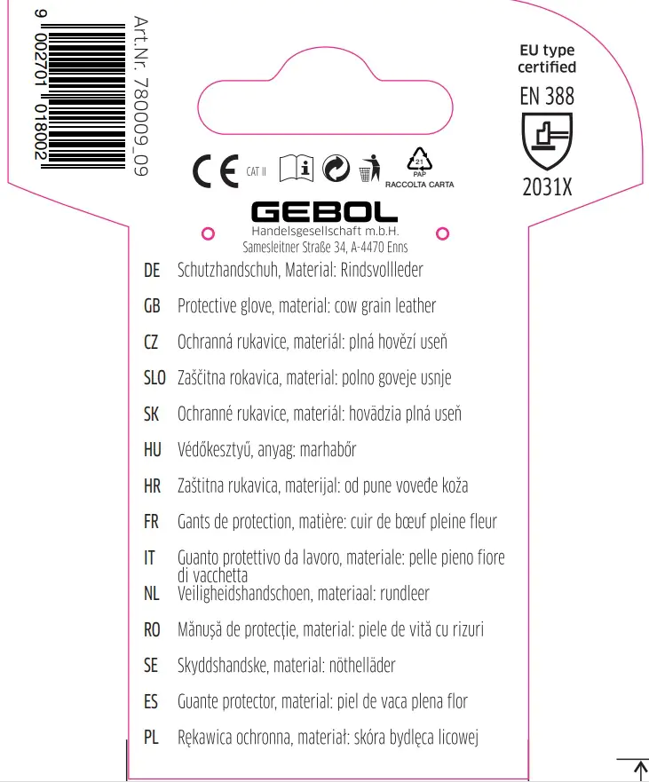 Gebol Handschuh Quercus  