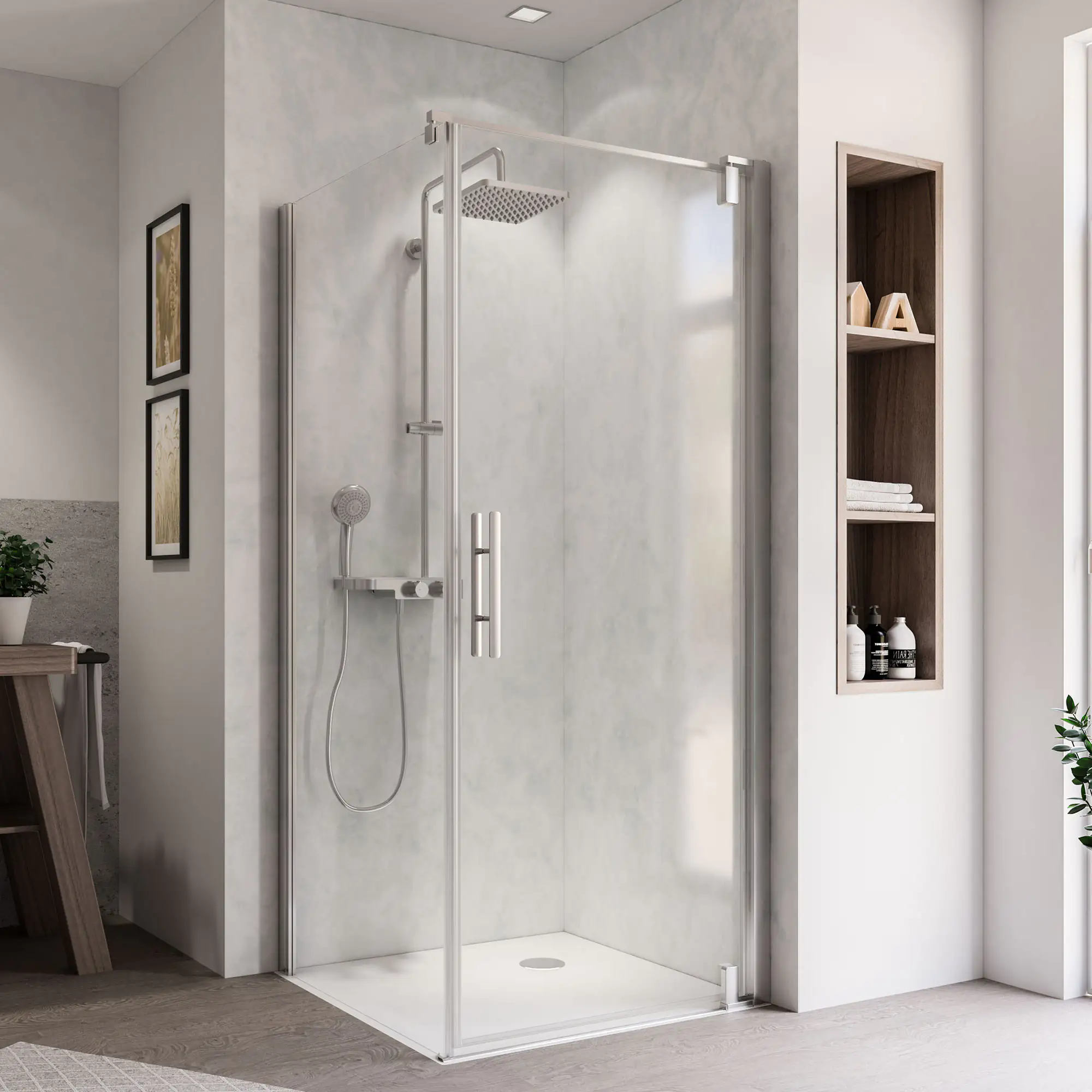 Breuer Europa Design Drehtür für Seitenwand 90 x 200, Alu chromeffekt, Anschlag rechts