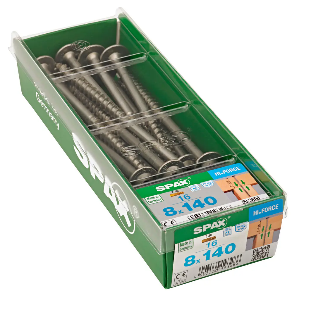 Spax Tellerkopfschrauben 8.0 x 140 mm TX 40 - 16 Stück Edelstahl