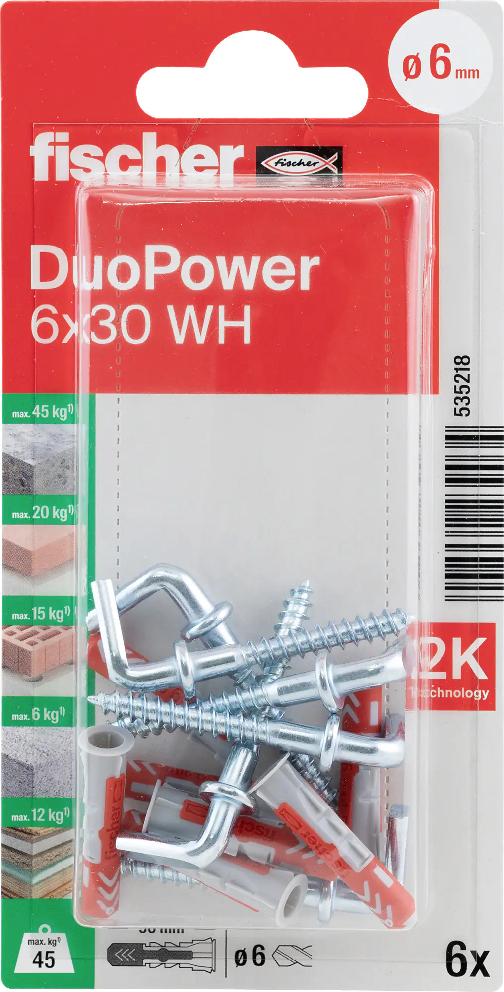 Fischer Dübel-Set Duopower 6.0 x 30 mm - 6 Stück