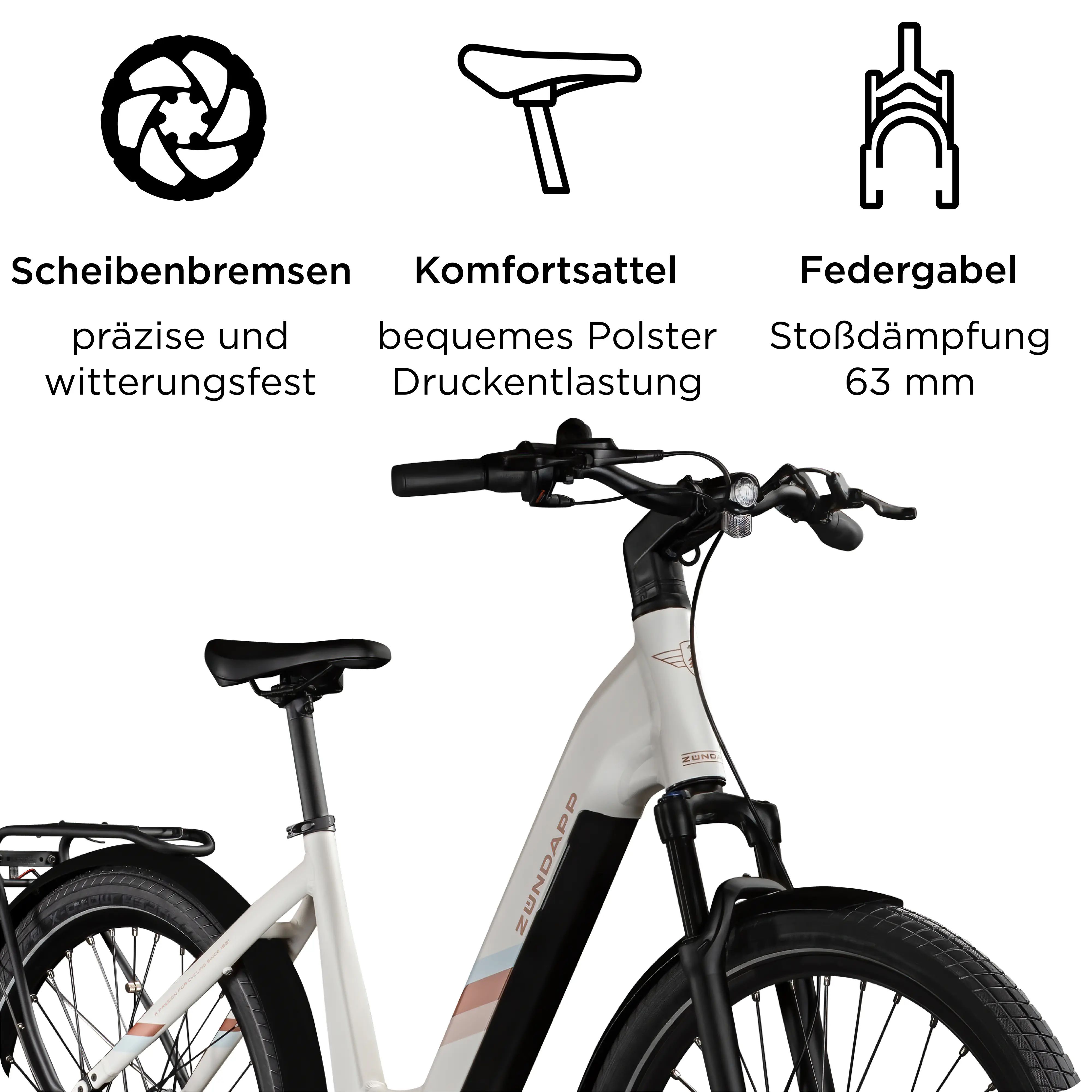 Zündapp E-Bike City X800 27,5 Zoll 7-Gang 550 Wh antique white 