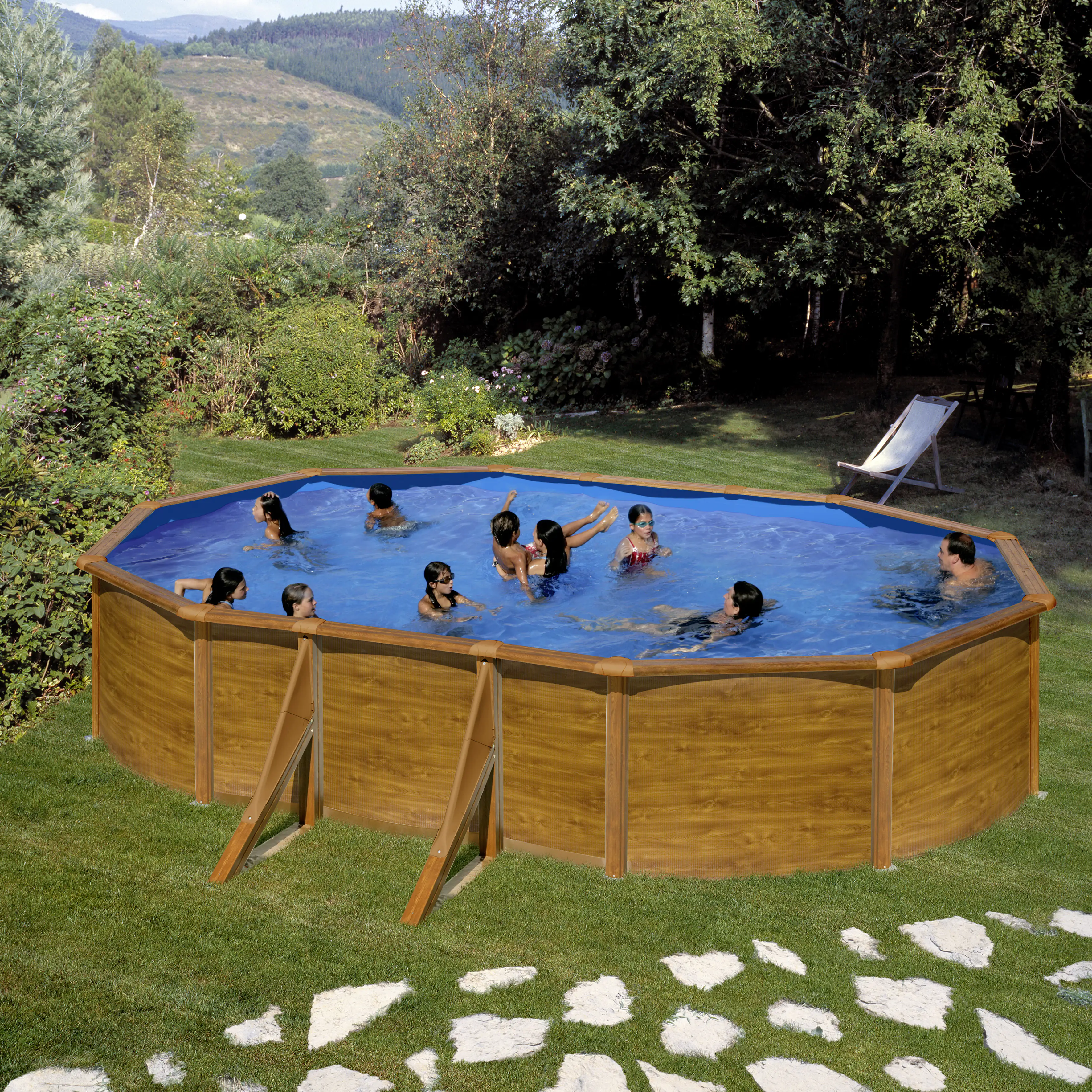 Gre Stahlwandpool Pacific oval 500 x 300 x 120 cm Holzdekor