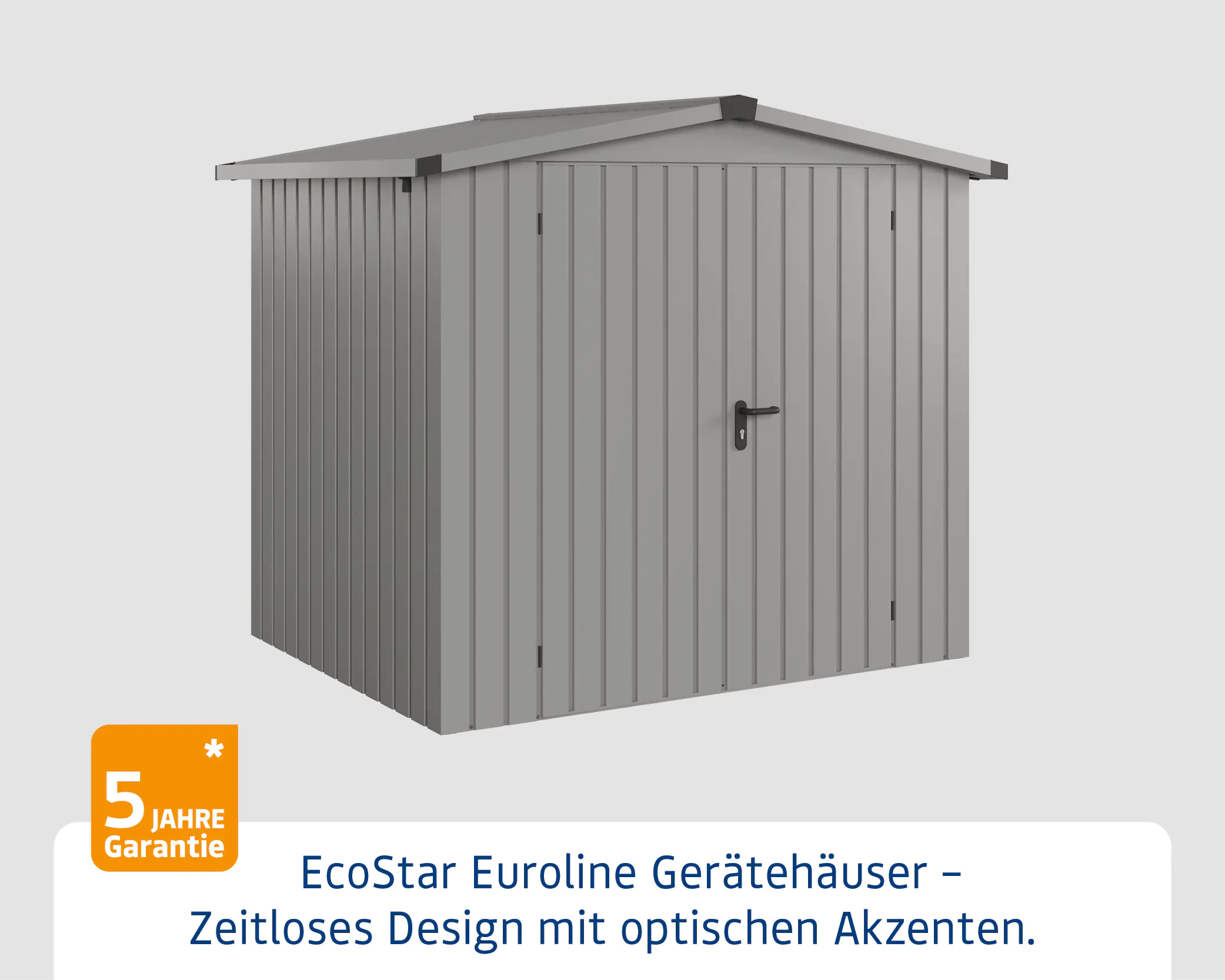 EcoStar Metallgerätehaus Euroline ESD4 aluminiumgrau 214 x 166 cm 2-flg.
