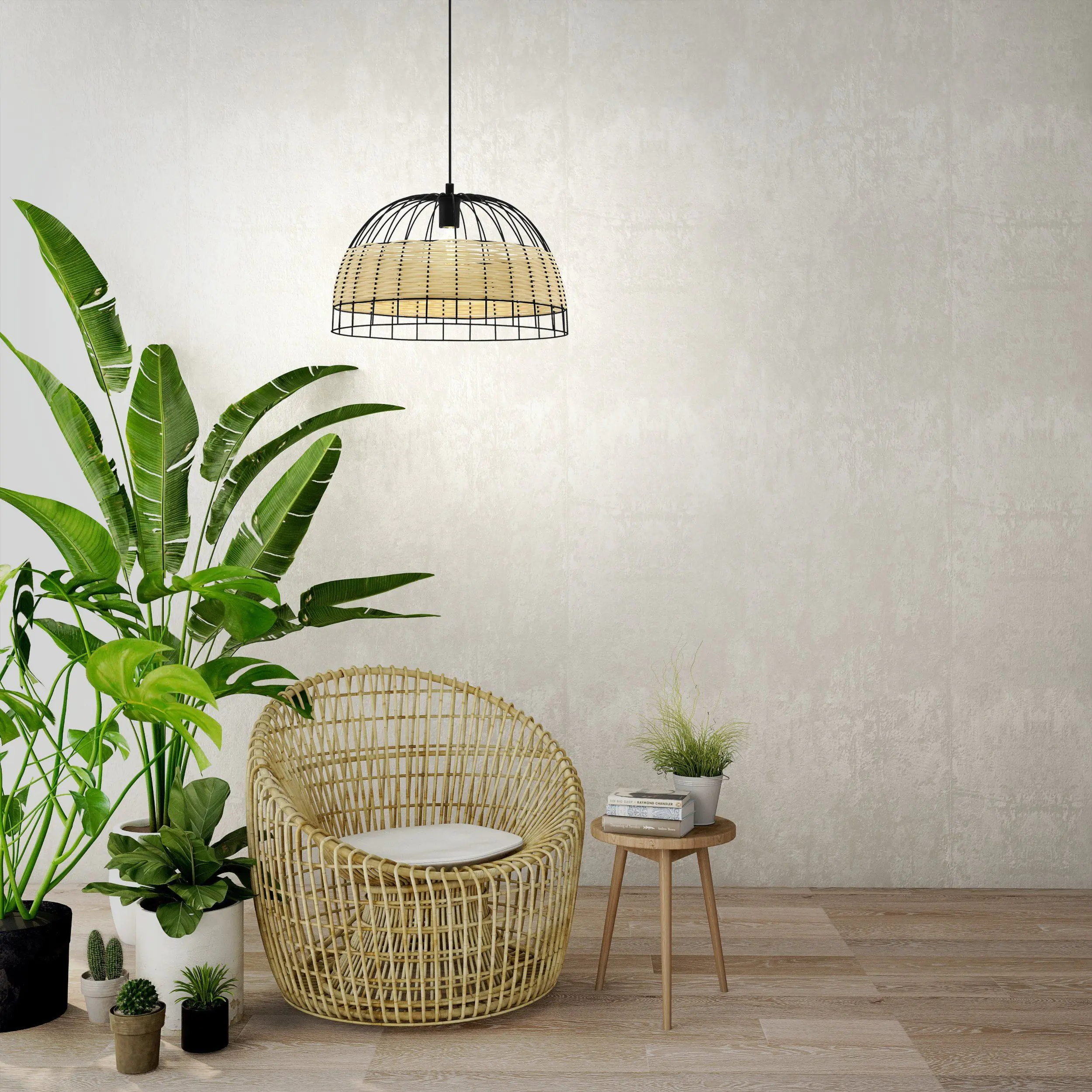 Eglo Pendelleuchte Anwick natur Ø 50 cm E27, max. 60 W