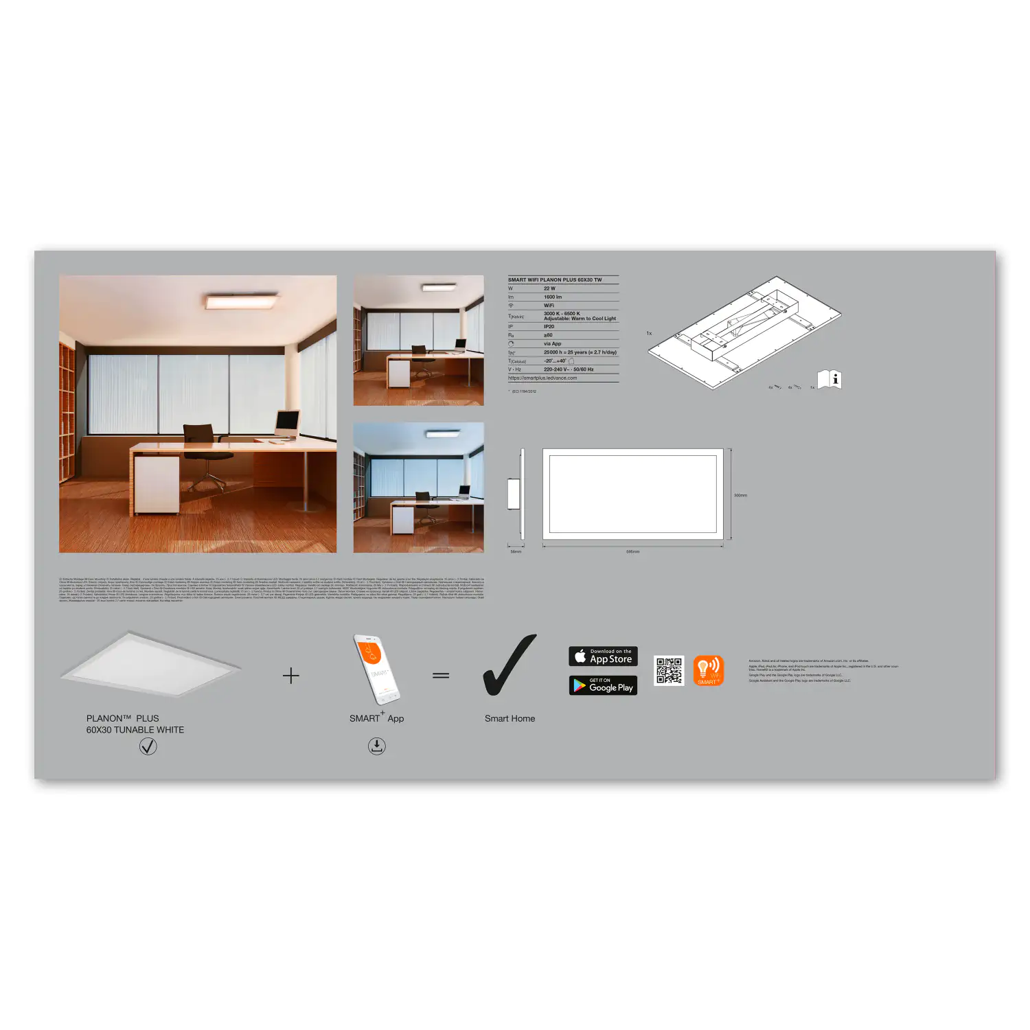 Ledvance LED Panel Planon Smart+ WiFi 59,5 x 30 cm weiß