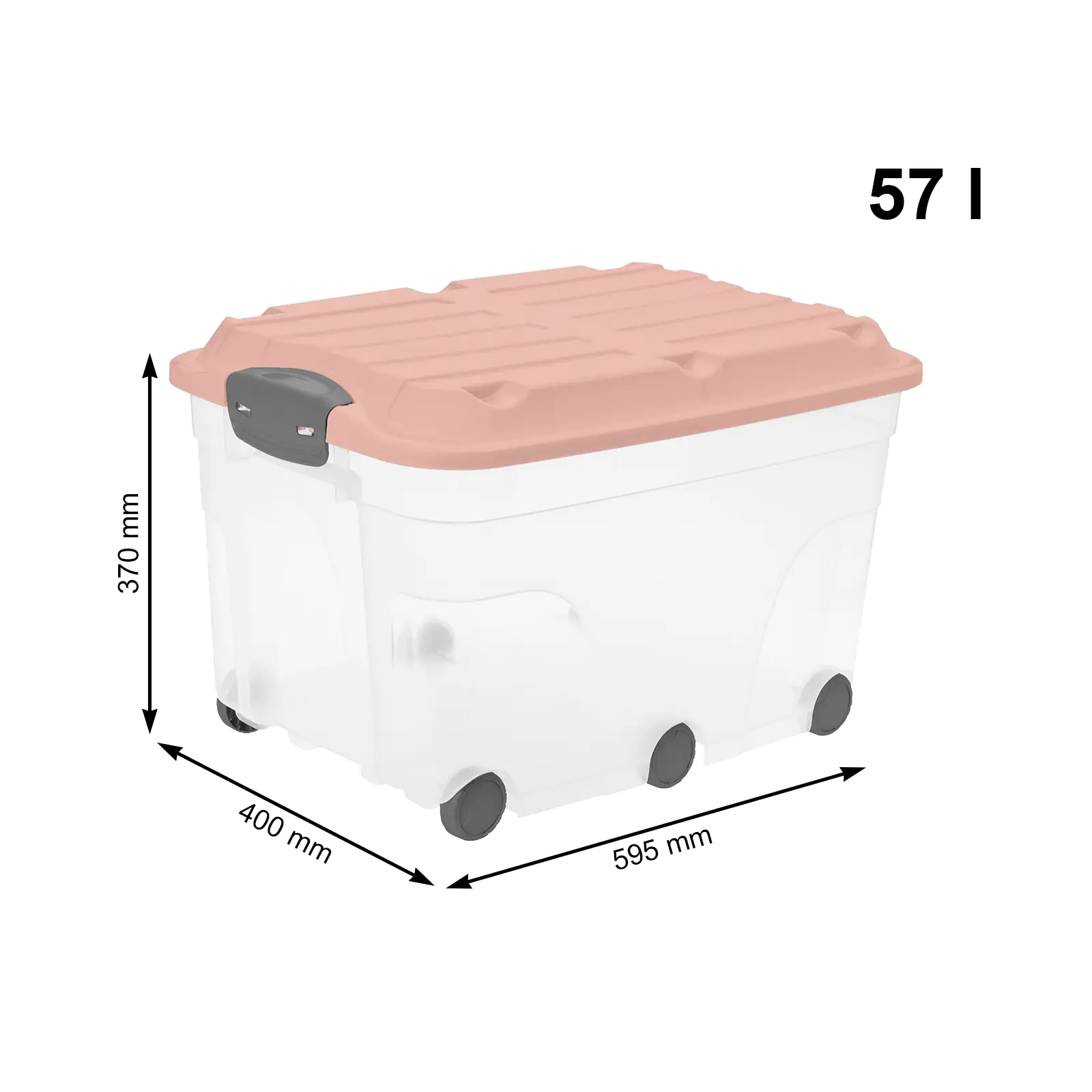 Rotho Aufbewahrungsbox Roller 6 mit Deckel & Rollen 59,5 x 40 cm 57 L linnea pink