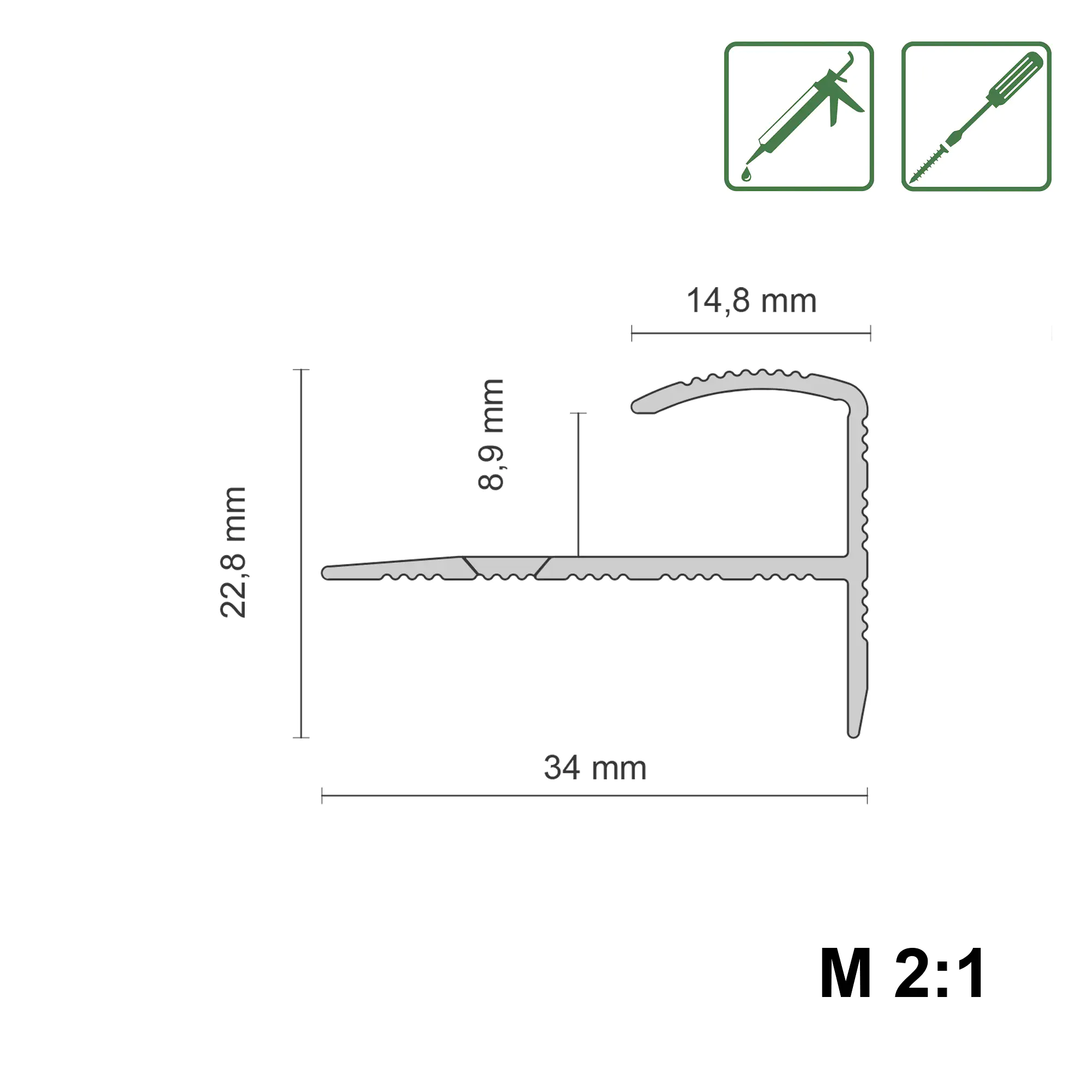 Treppenprofil 23 x 34 x 1350 mm