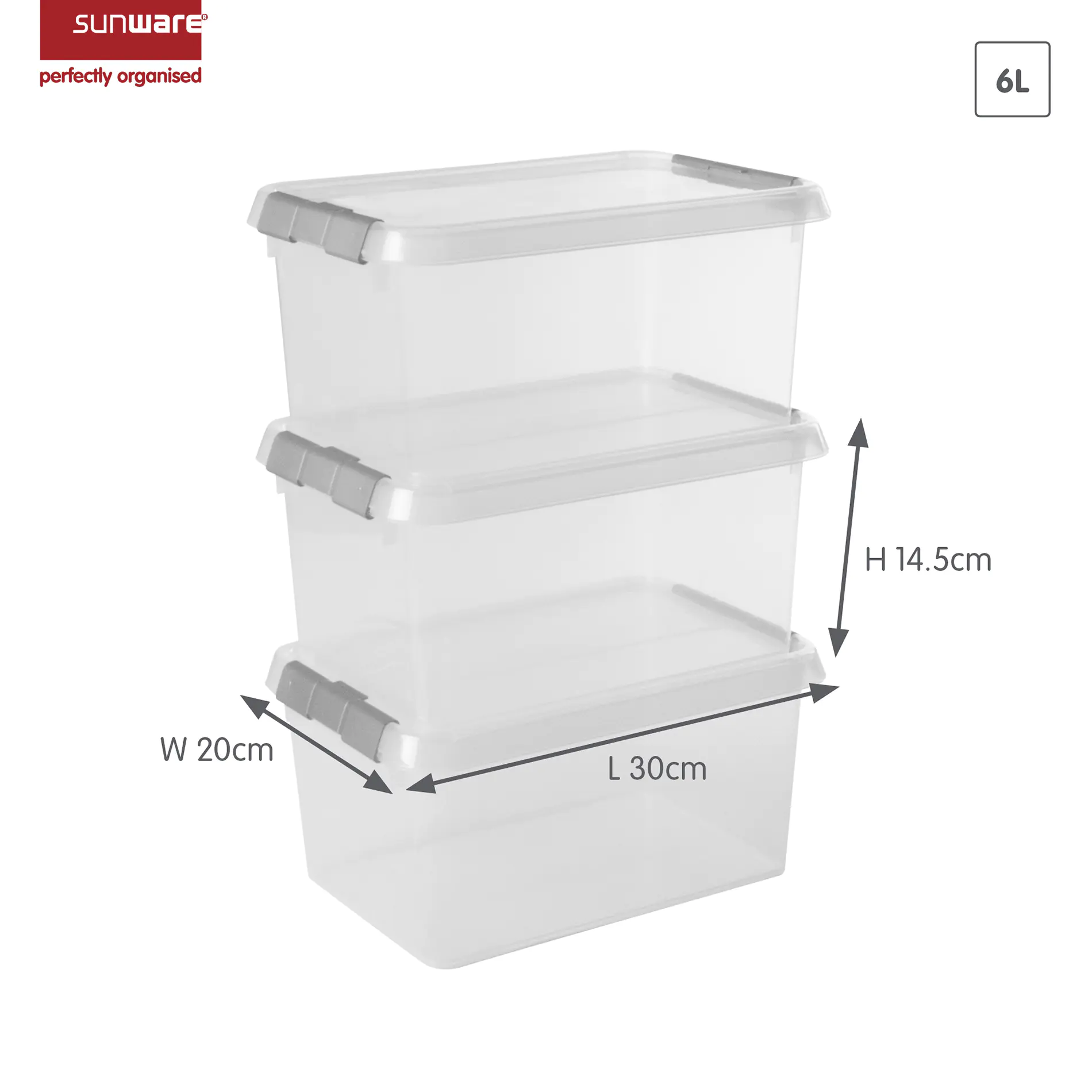 Sunware Aufbewahrungsbox Comfort-Line mit Deckel 30 x 20 cm 6 L transparent 3er Set