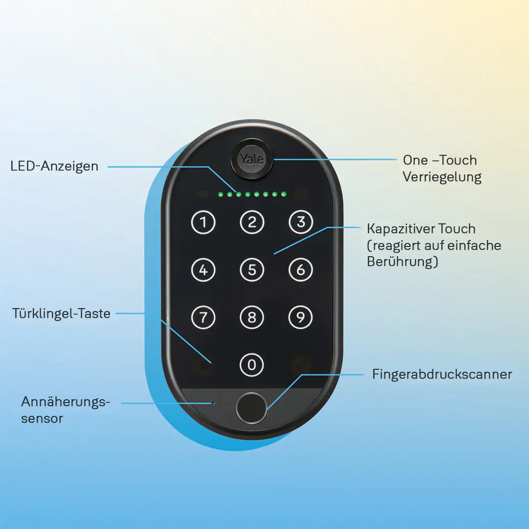 Yale Smart Türschloss Linus Smart Keypad 2 schwarz mit Fingerabdrucksensor