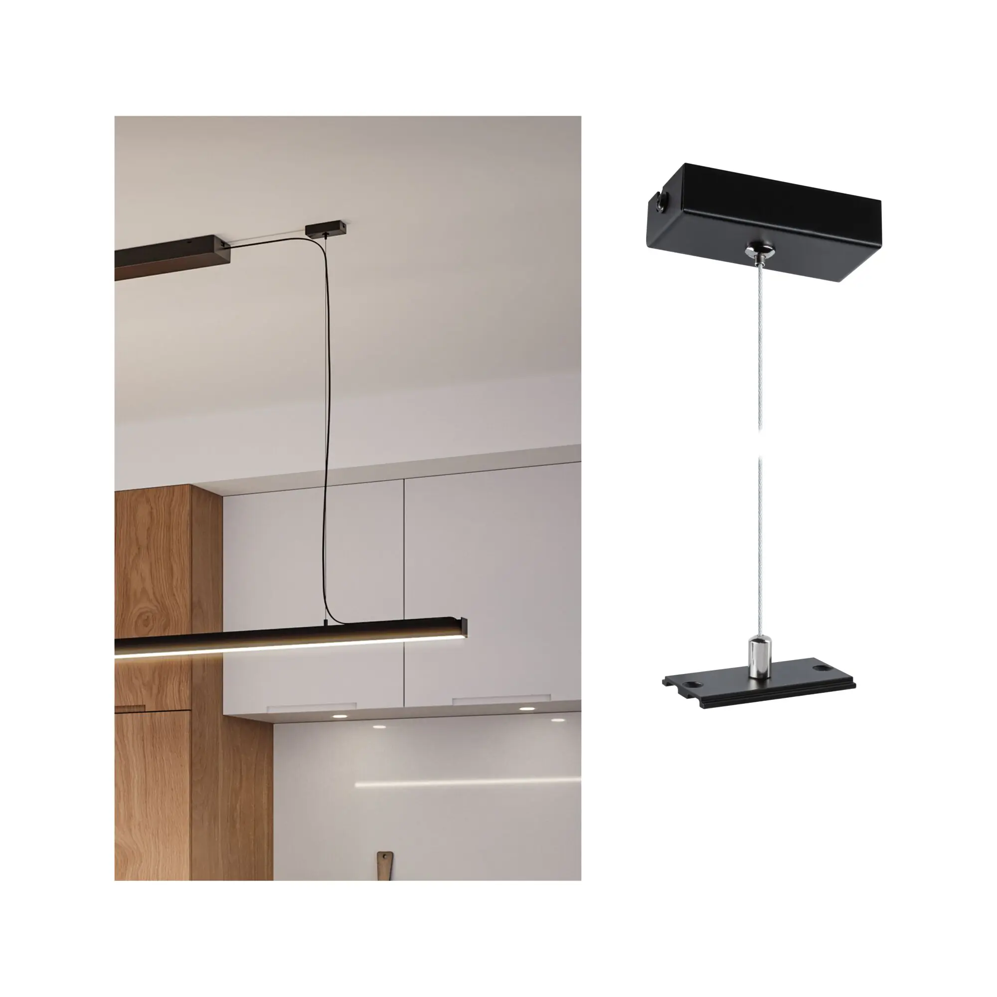 Paulmann Seilabhängung für Lichtleiste Linion 0,1-1,5 m Metall schwarz