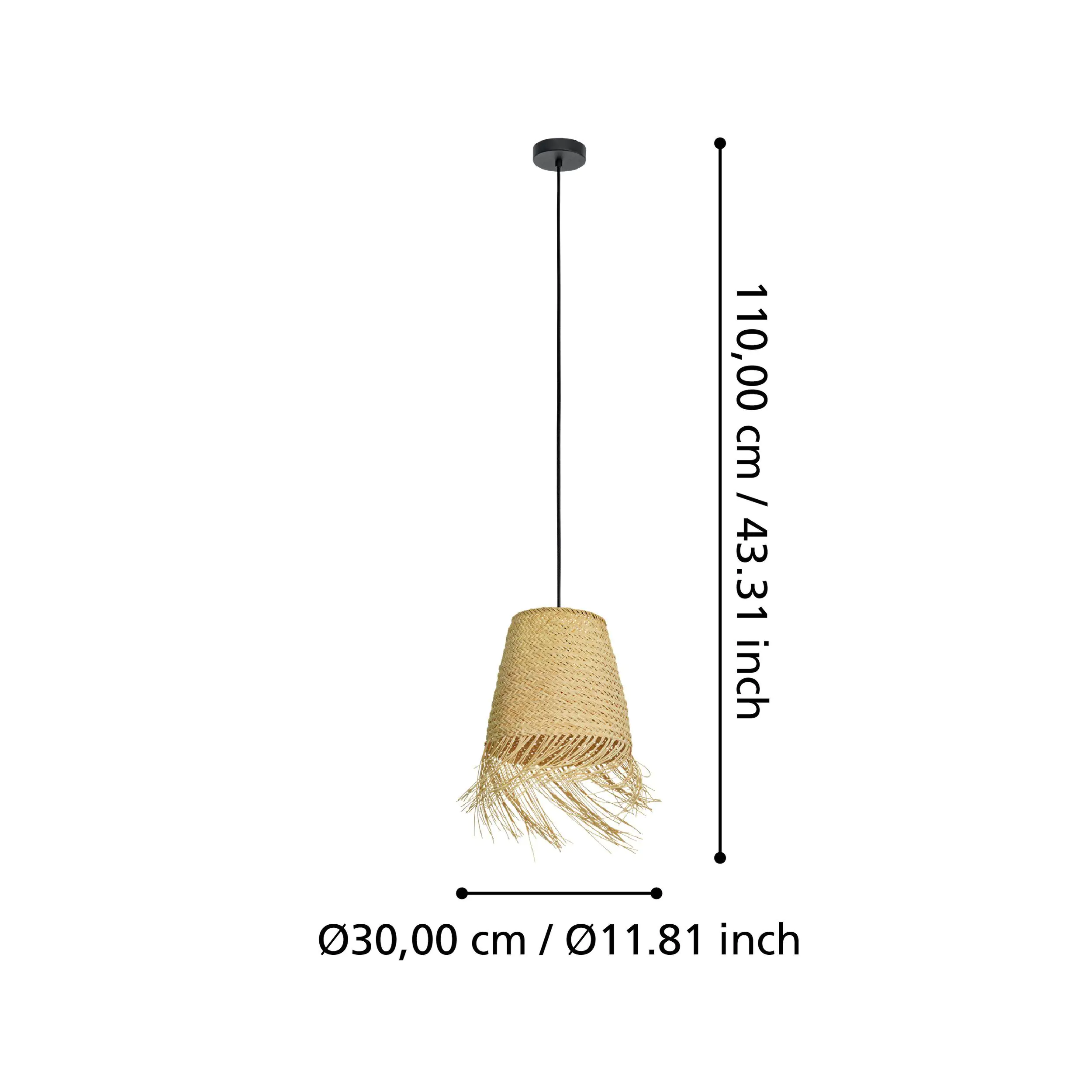 Eglo Pendelleuchte Aycliff schwarz natur 30 x 110 cm E27