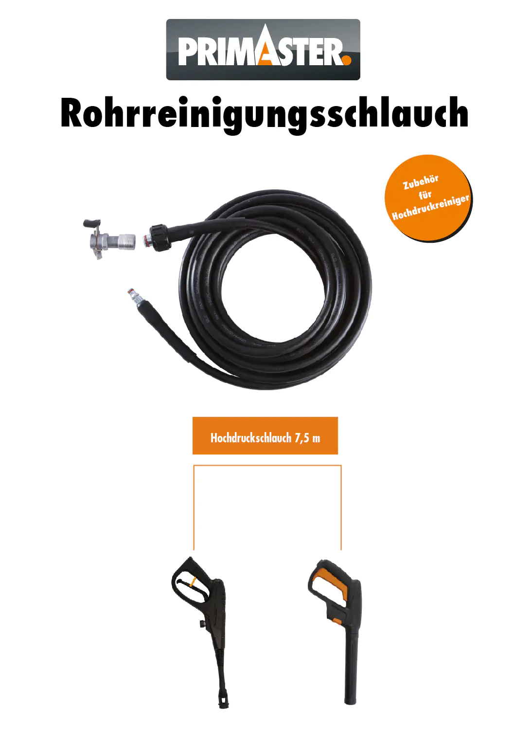 Primaster Schlauchverlängerung für Hochdruckreiniger 7,5 m max. 180 bar