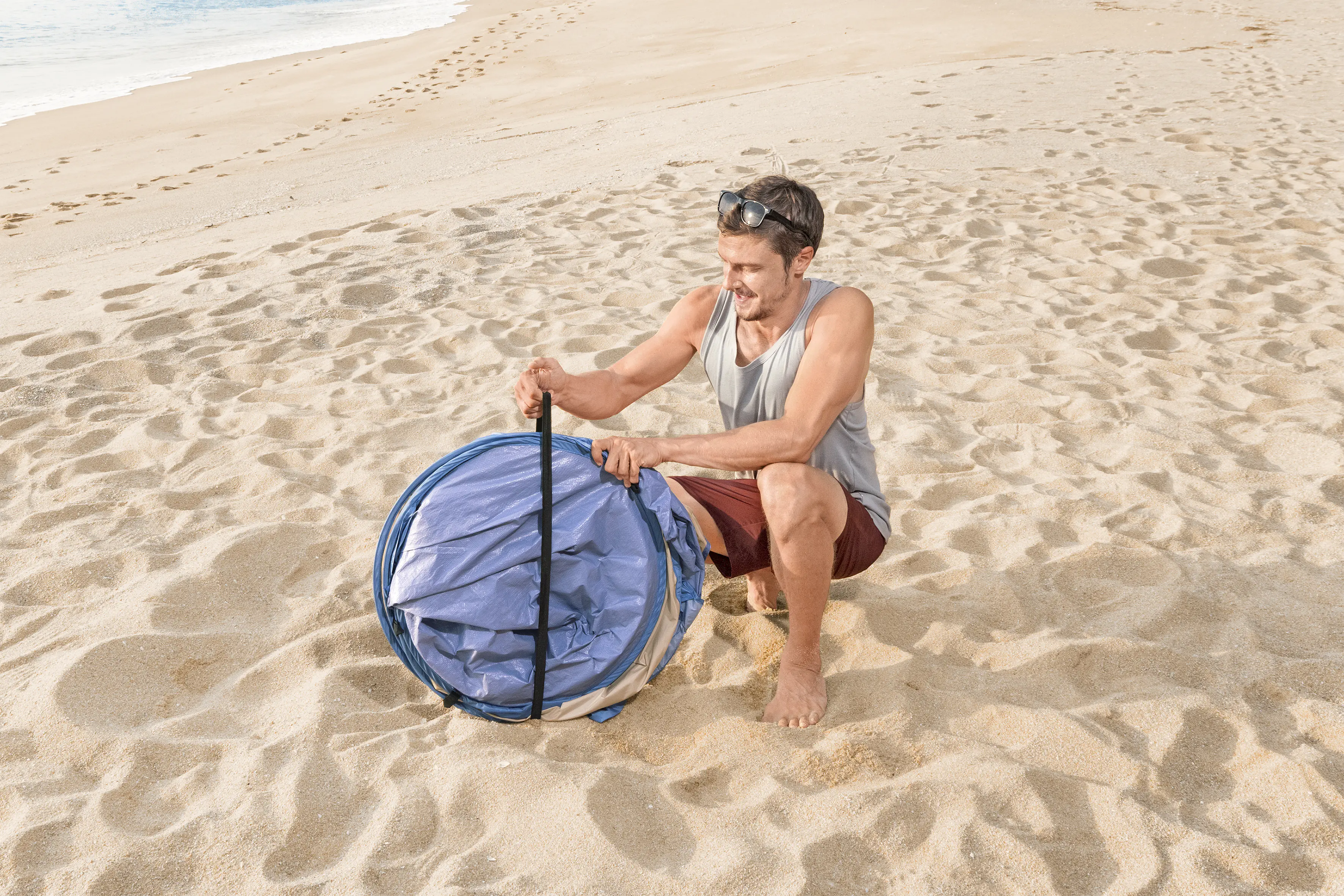 Bestway Zelt Strandmuschel Beach Quick 2 blau 200 x 120 x 90 cm