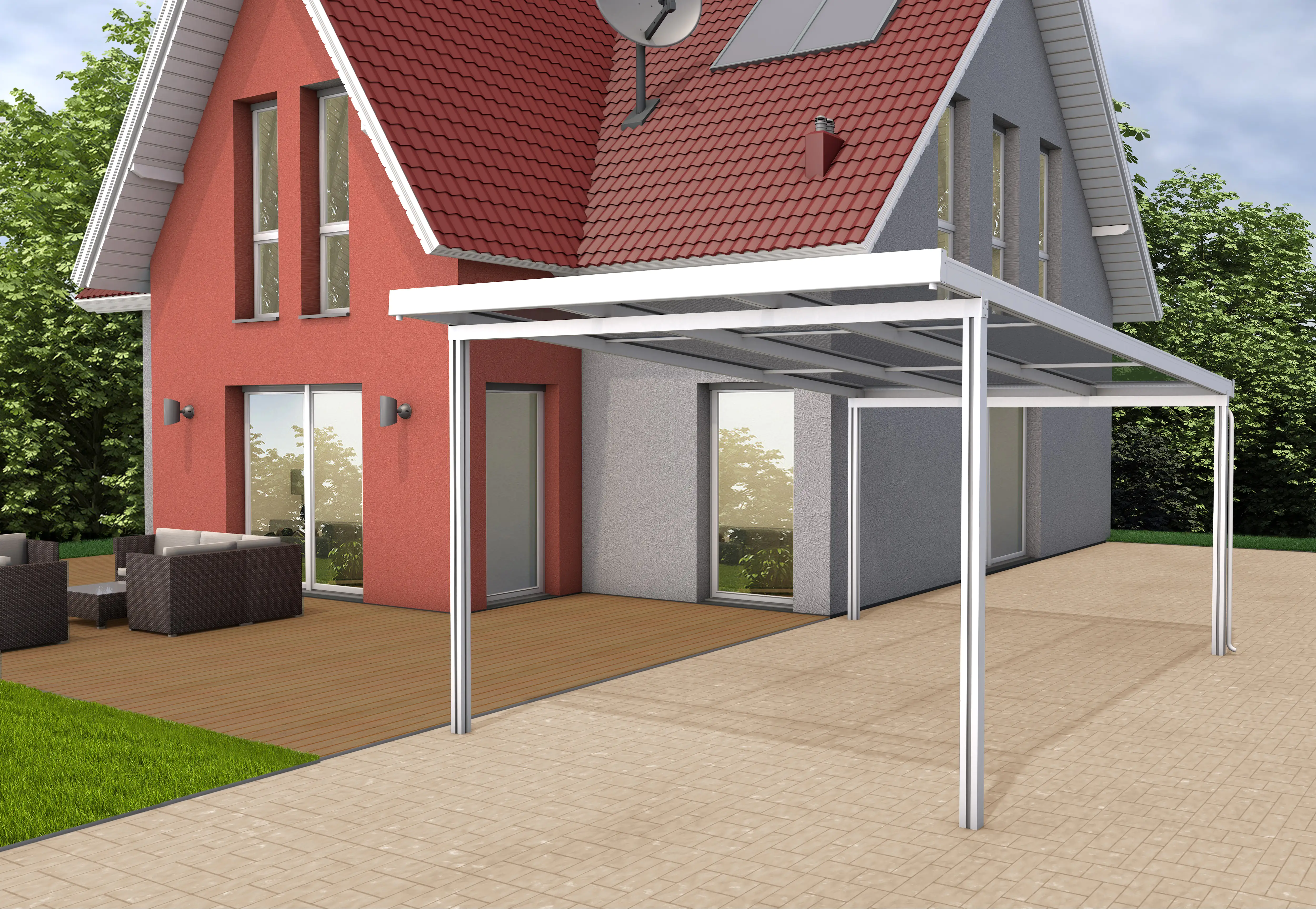 Gutta Premium Carport 309,4 x 562 cm, weiß, PC weiß opal 16 mm