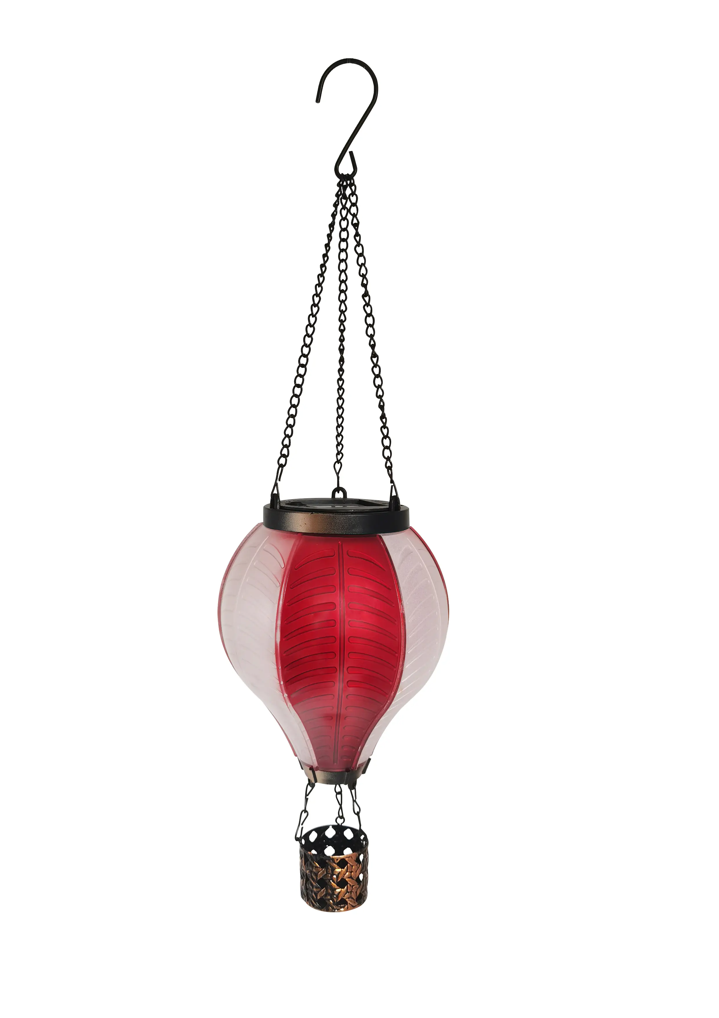 Dapo LED Solarleuchte Heißluftballon mit Flammeeffekt rot/weiß warmweiß