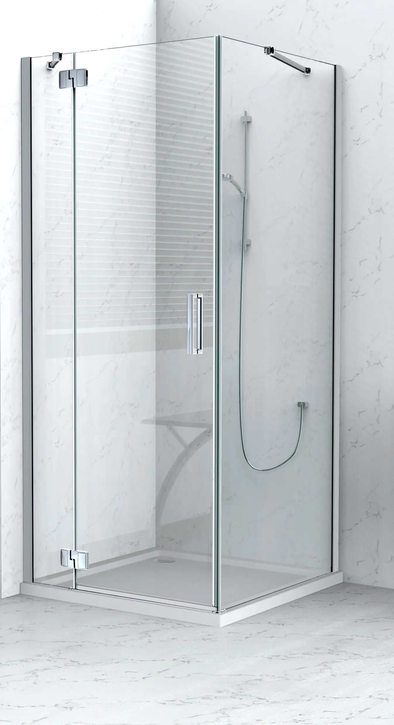 Primaster Dusch-Drehtür links mit Seitenwand Easy-8 90 x 90 cm Klarglas