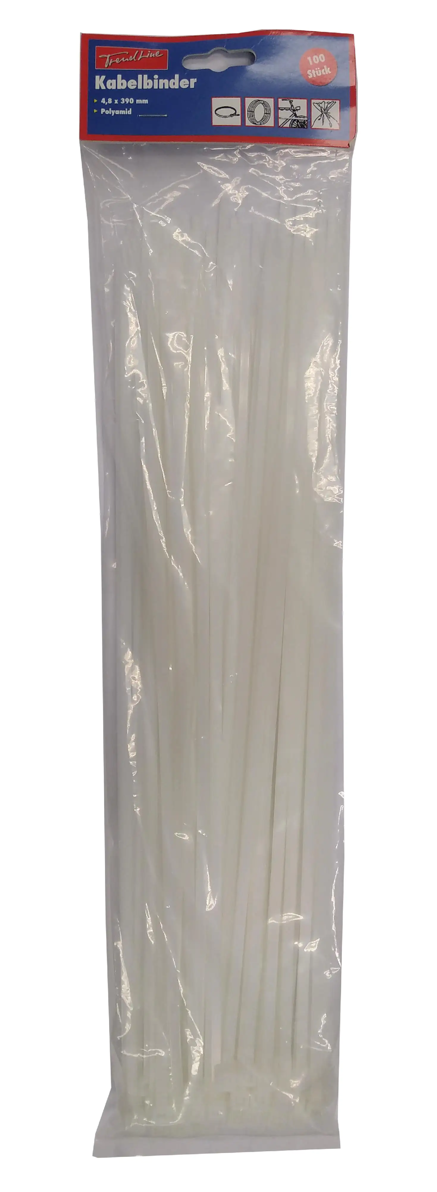TrendLine Kabelbinder weiß 4,8 x 390 mm, 100 Stück