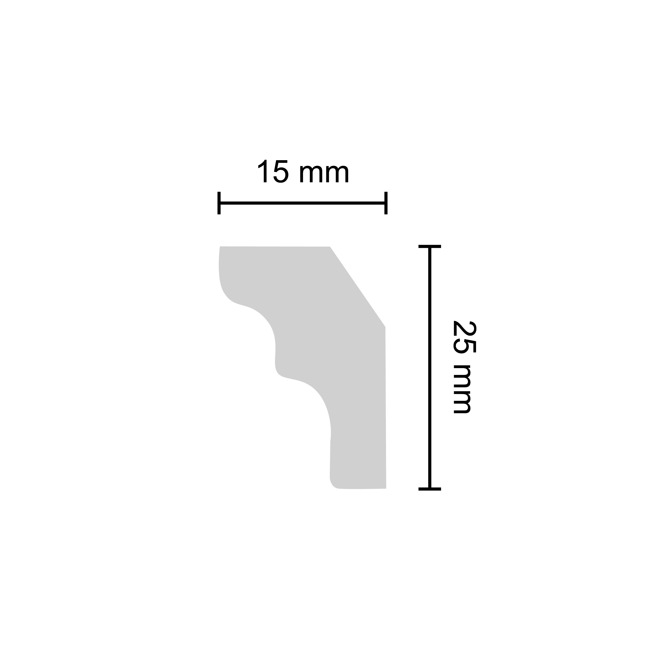 Decosa Deckenleiste A25, 1 m x 15 mm x 25 mm