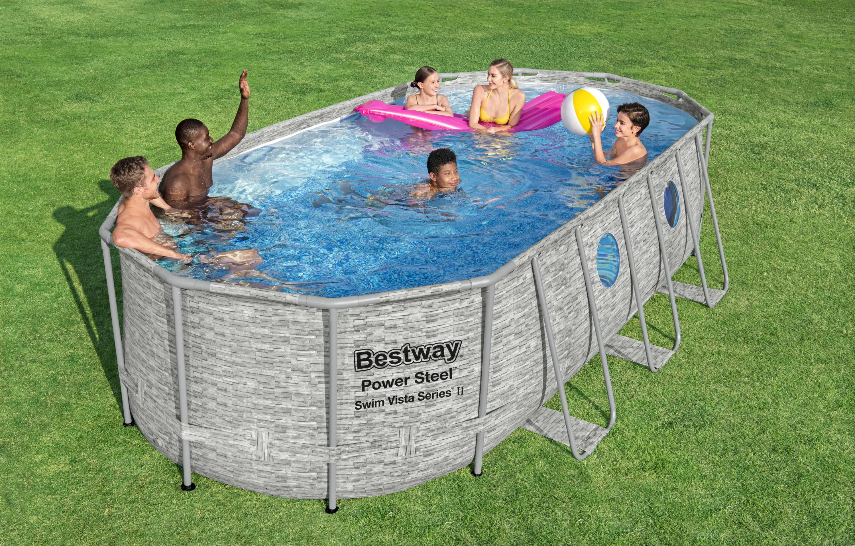 Bestway Power SteelFrame Pool Komplett-Set oval 549 x 274 x 122 cm