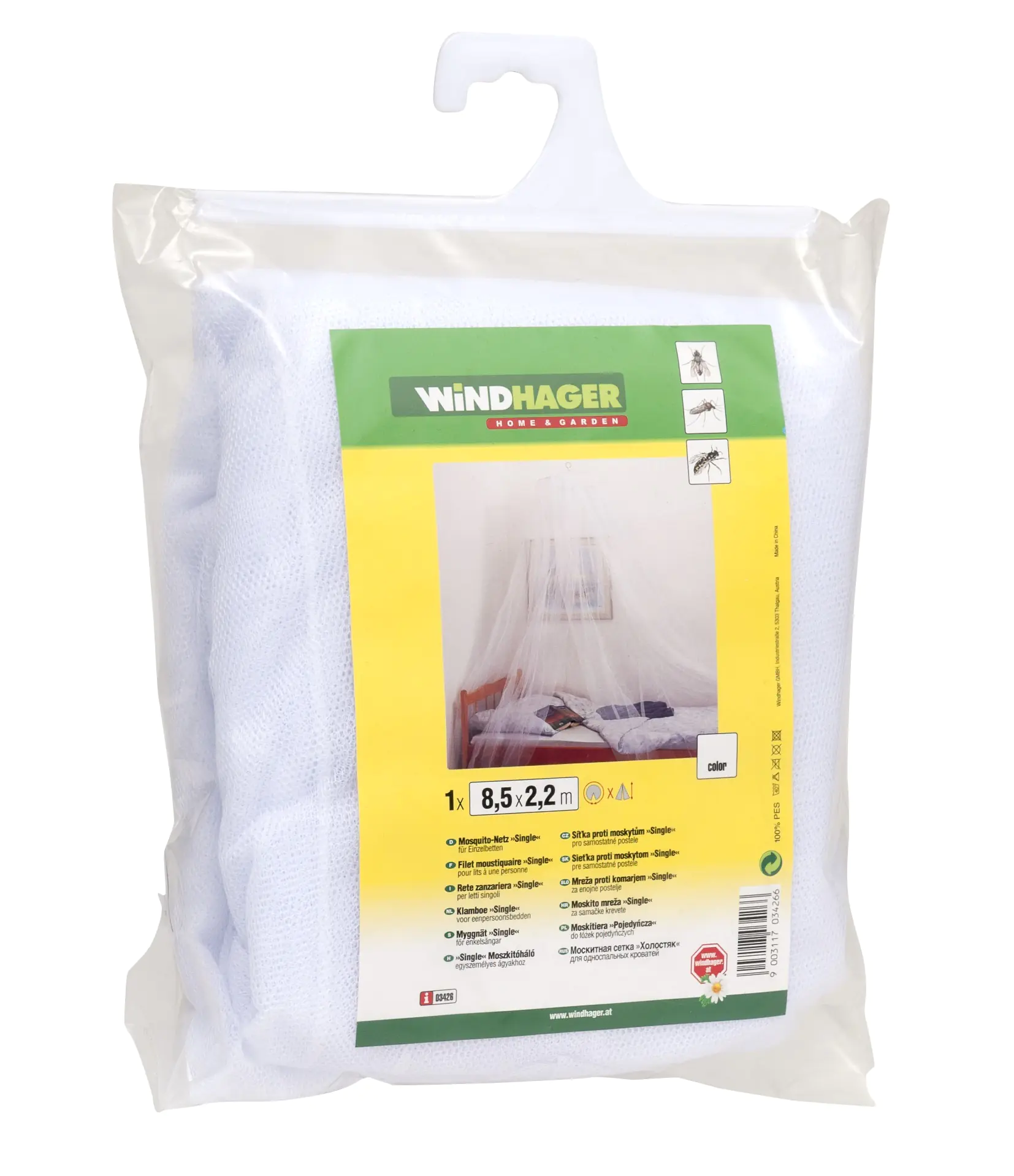 Windhager Moskitonetz Bett 2,2 x 8,5 m weiß