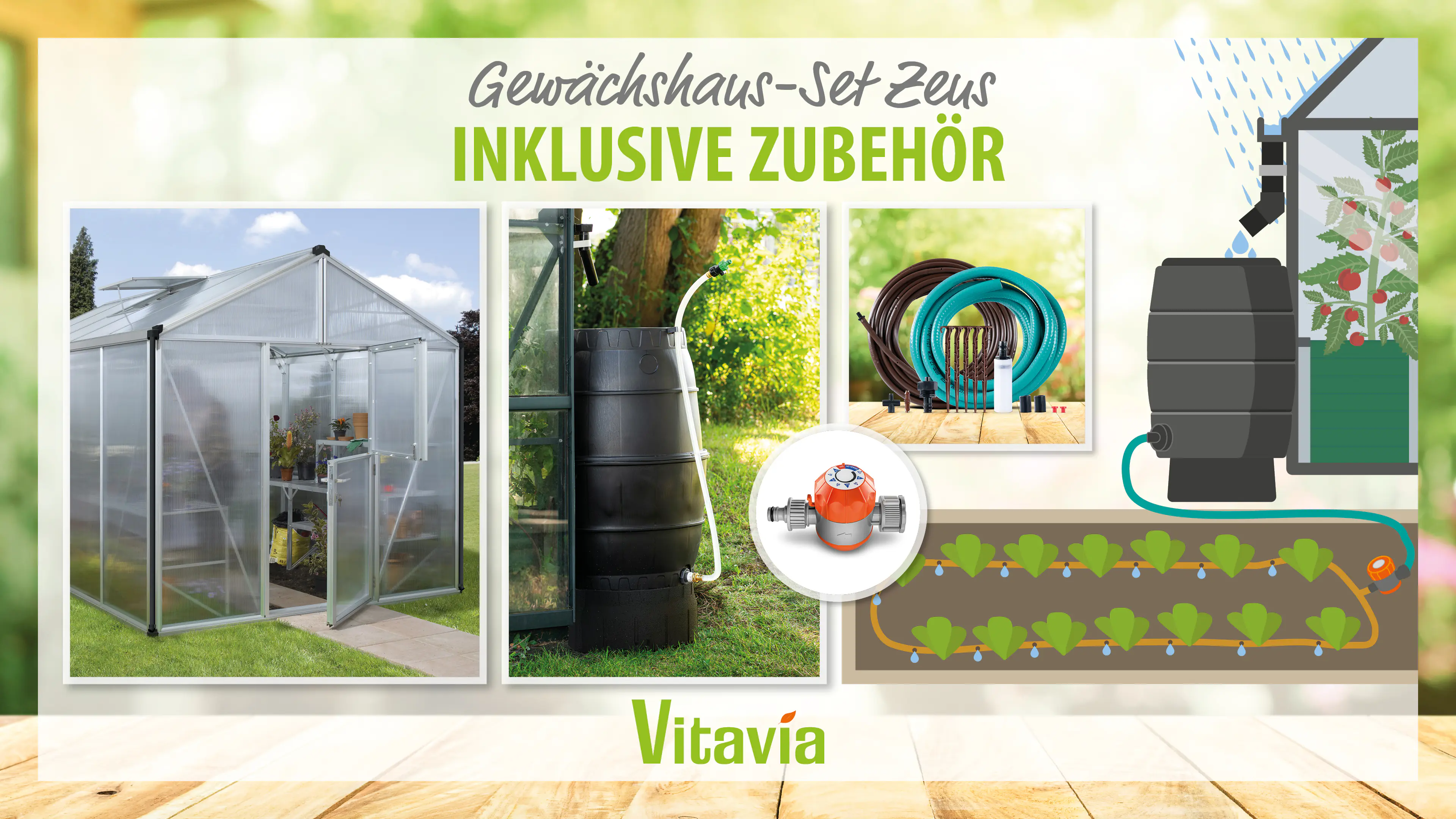 Vitavia Gewächshaus-Set Zeus 10000 HKP 10 mm alu 266 x 398 cm 