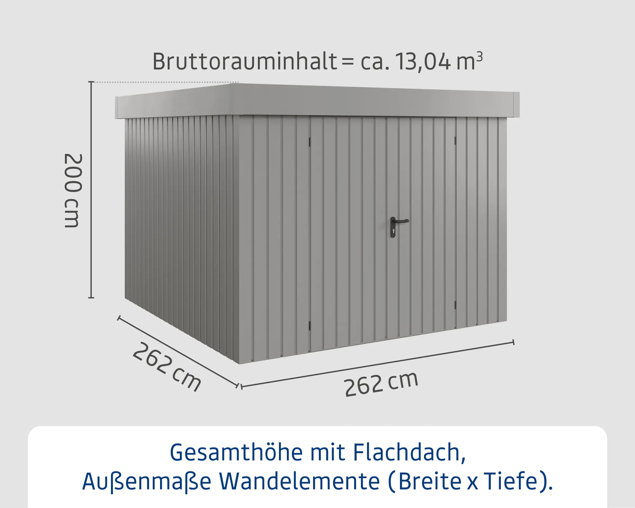 EcoStar Metallgerätehaus Euroline EFD10 aluminiumgrau 262 x 262 cm 2-flg.