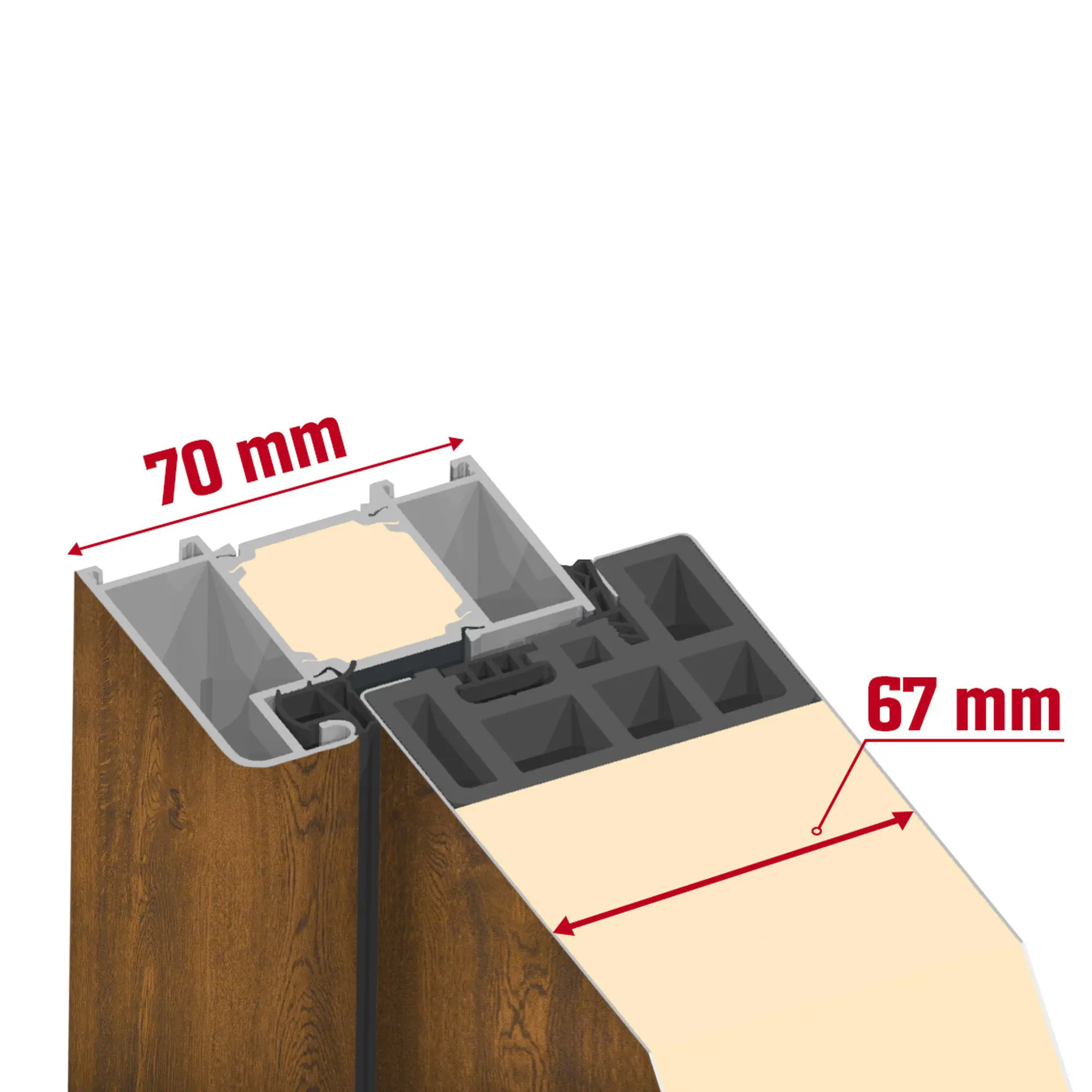 Splendoor Haustür Passivedoor Premium B03 Nussbaum DIN Rechts 100 x 210 cm
