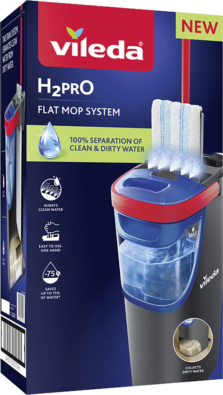 Vileda Bodenwischer Reinigungsset H2PRO Flat Mop 