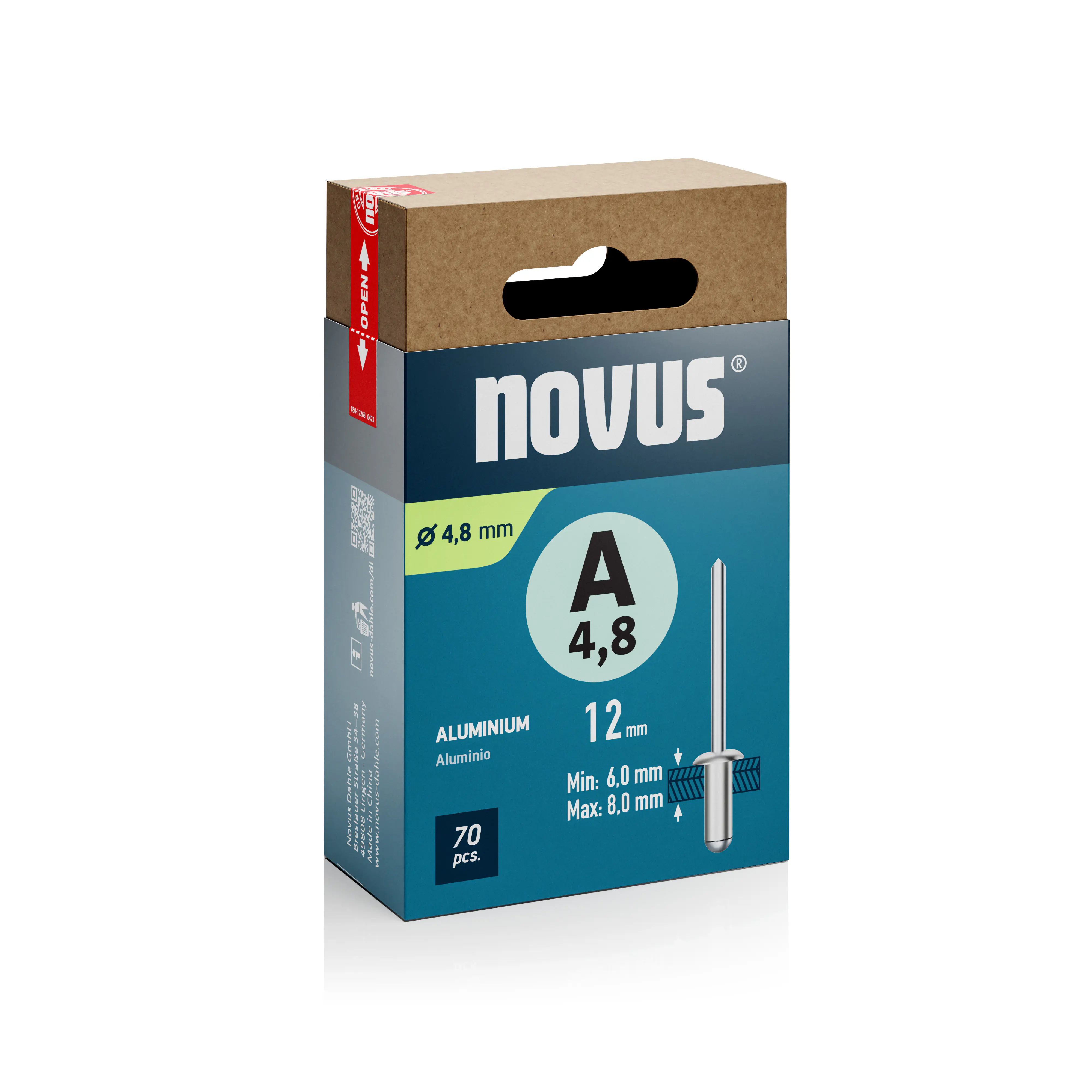 Novus Blindnieten Typ A 5 x 12 mm Aluminium 70 Stück