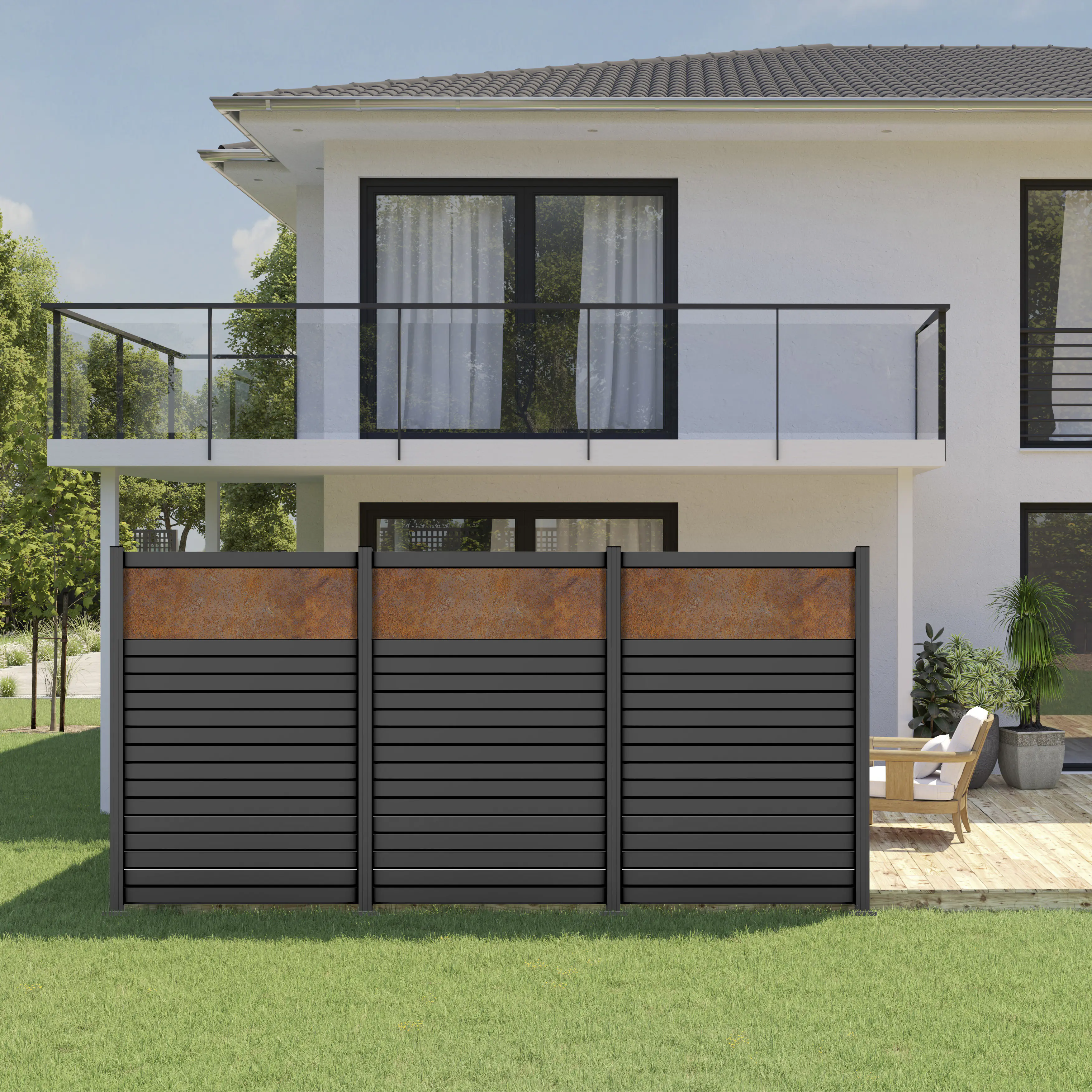 Ambiente Alu-Zaun Grundset Rhombus MINI 187 x 124,2 cm anthrazit 