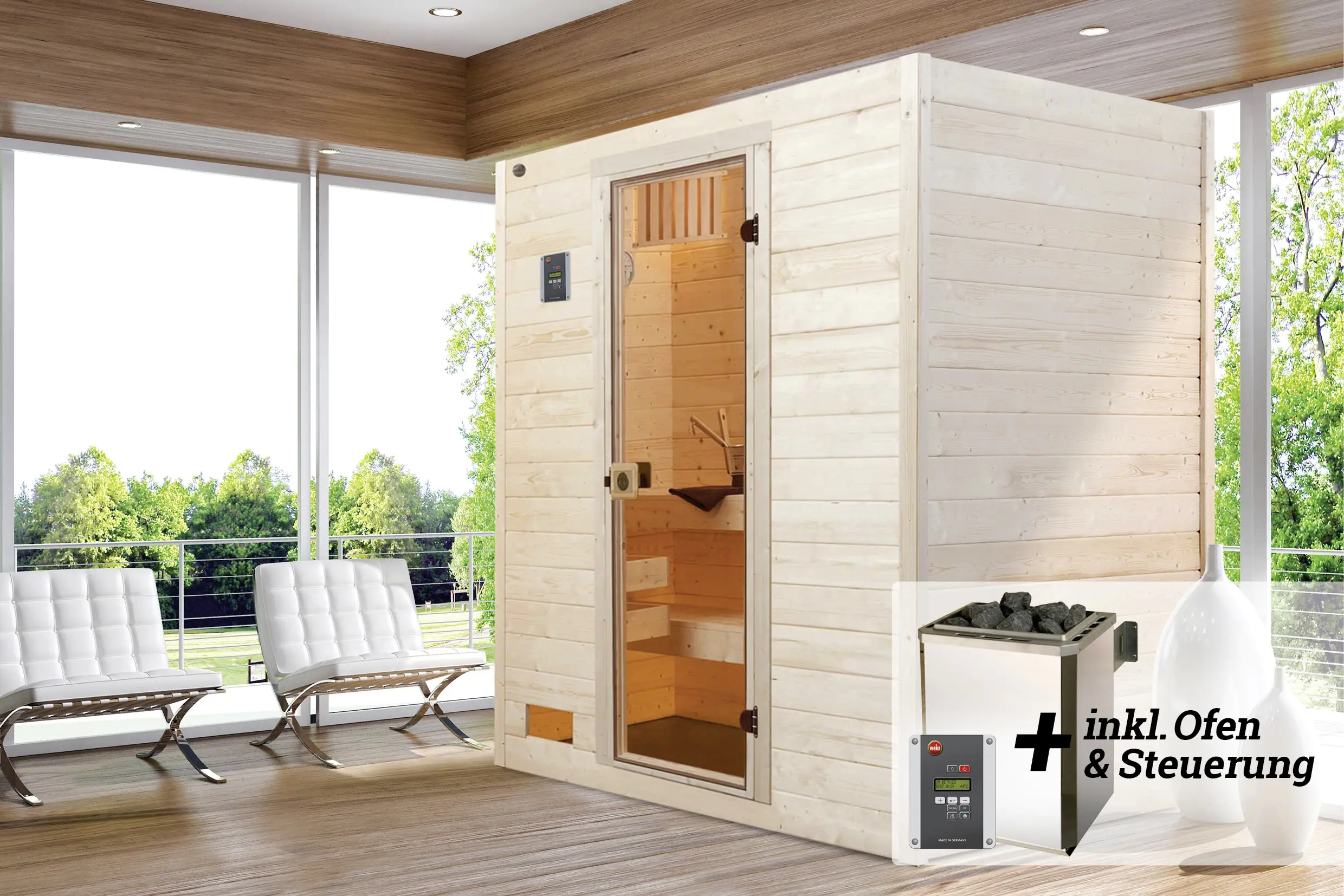 Weka Massivholz-Sauna Valida Gr. 2 Sparset 4,5 kW OS