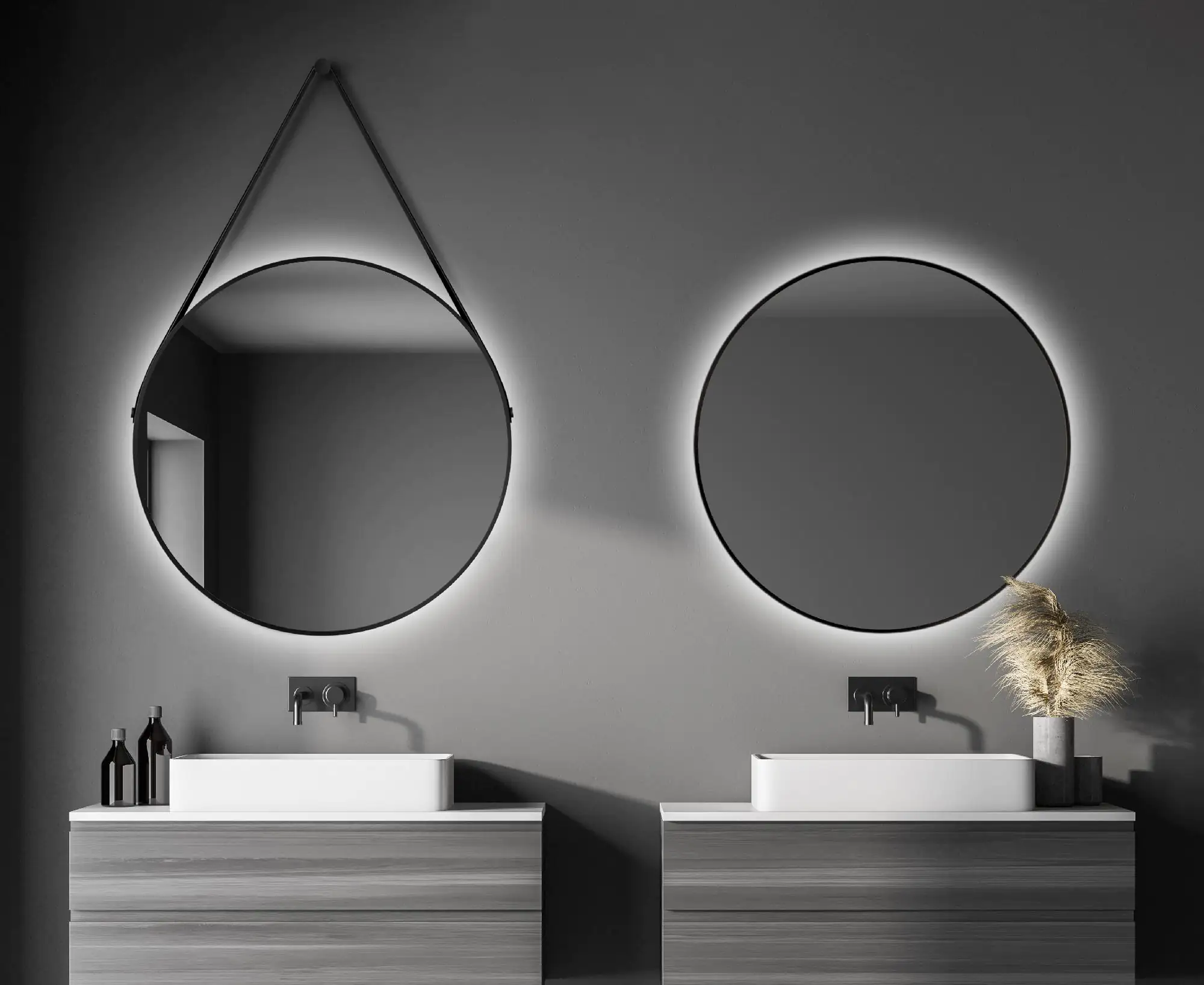 DSK LED Lichtspiegel Silver Barbier Ø80 cm, schwarz