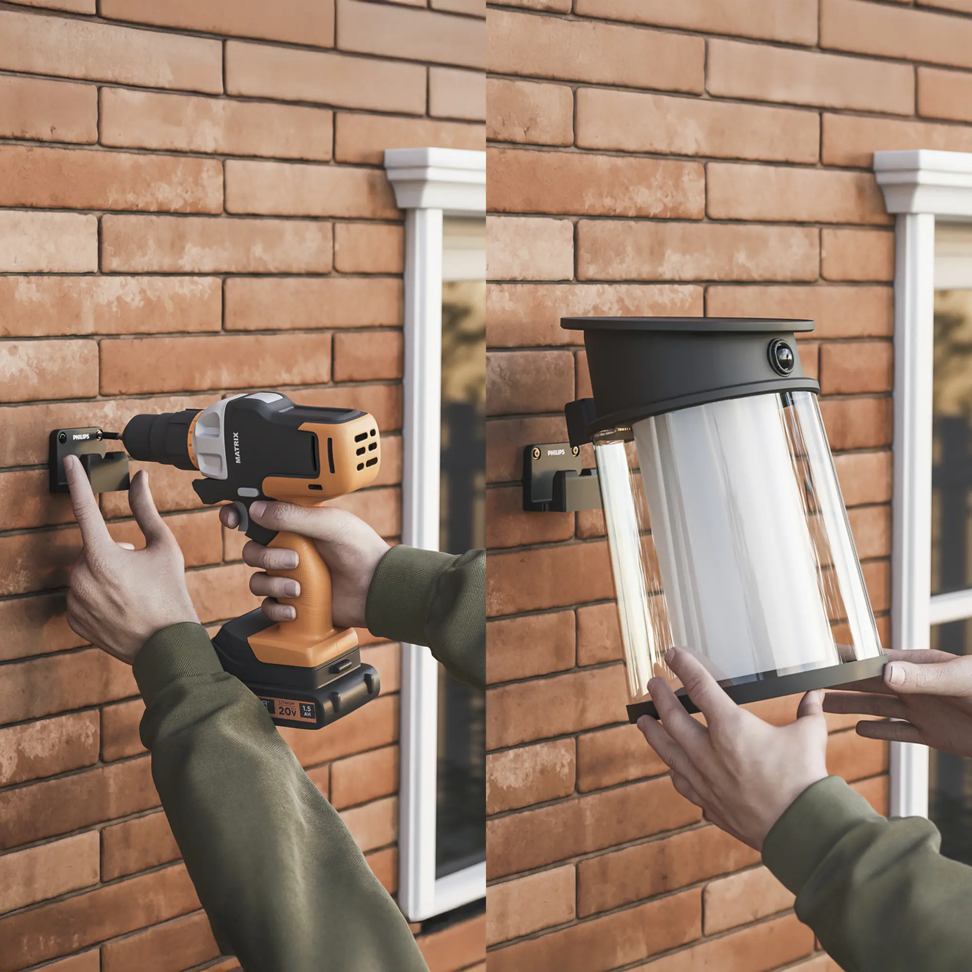 Philips Solar-Wandleuchte Juda 37,5 x 23,5 x 23,5 cm warmweiß