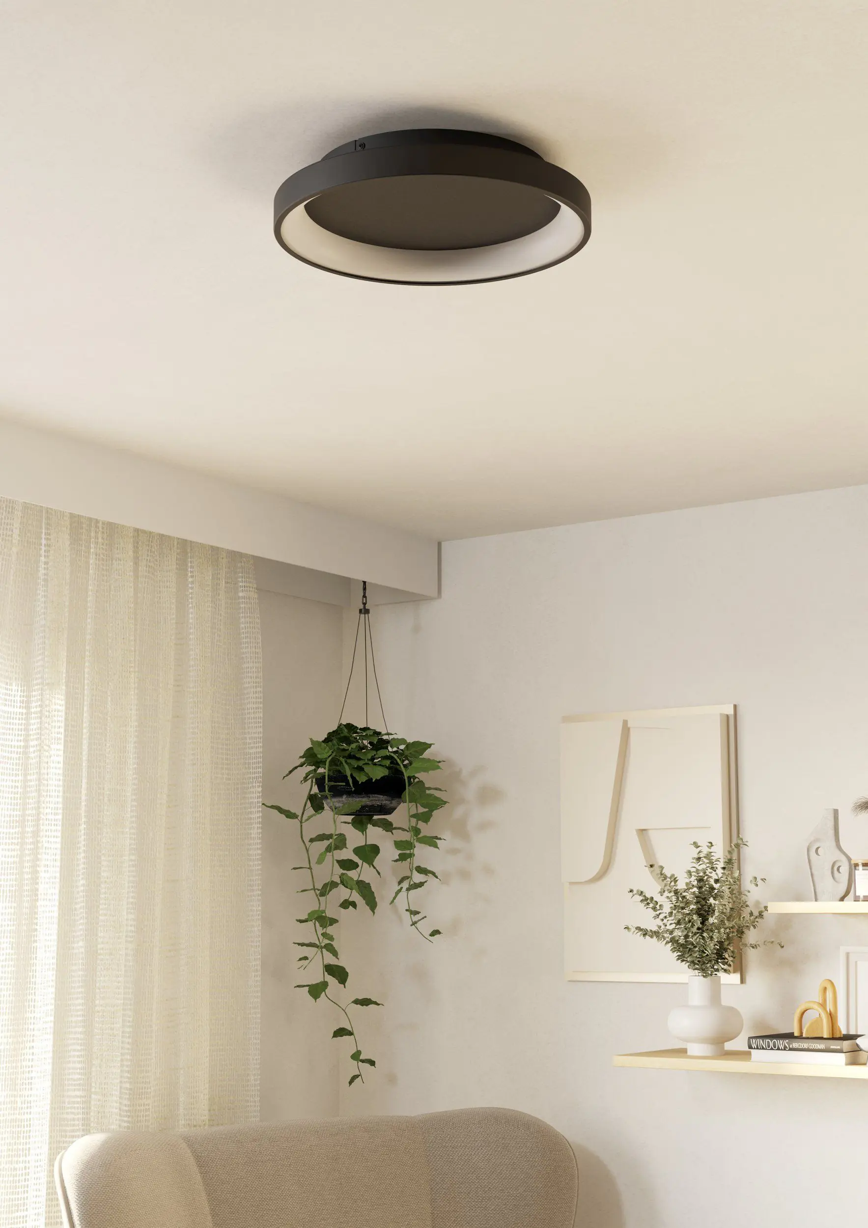 Eglo LED Deckenleuchte Lorezello-Z schwarz Ø 35 x 8 cm warmweiß-kaltweiß dimmbar