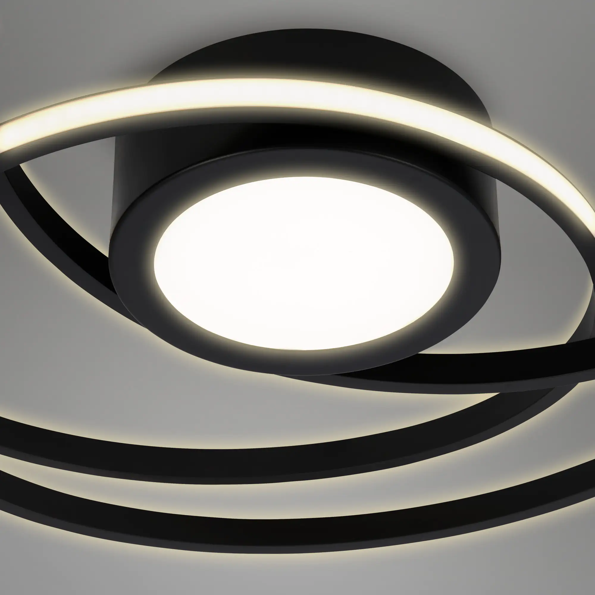 Di-Ka LED Deckenleuchte Frame Curl Ø 56 cm schwarz, mit Mittellicht
