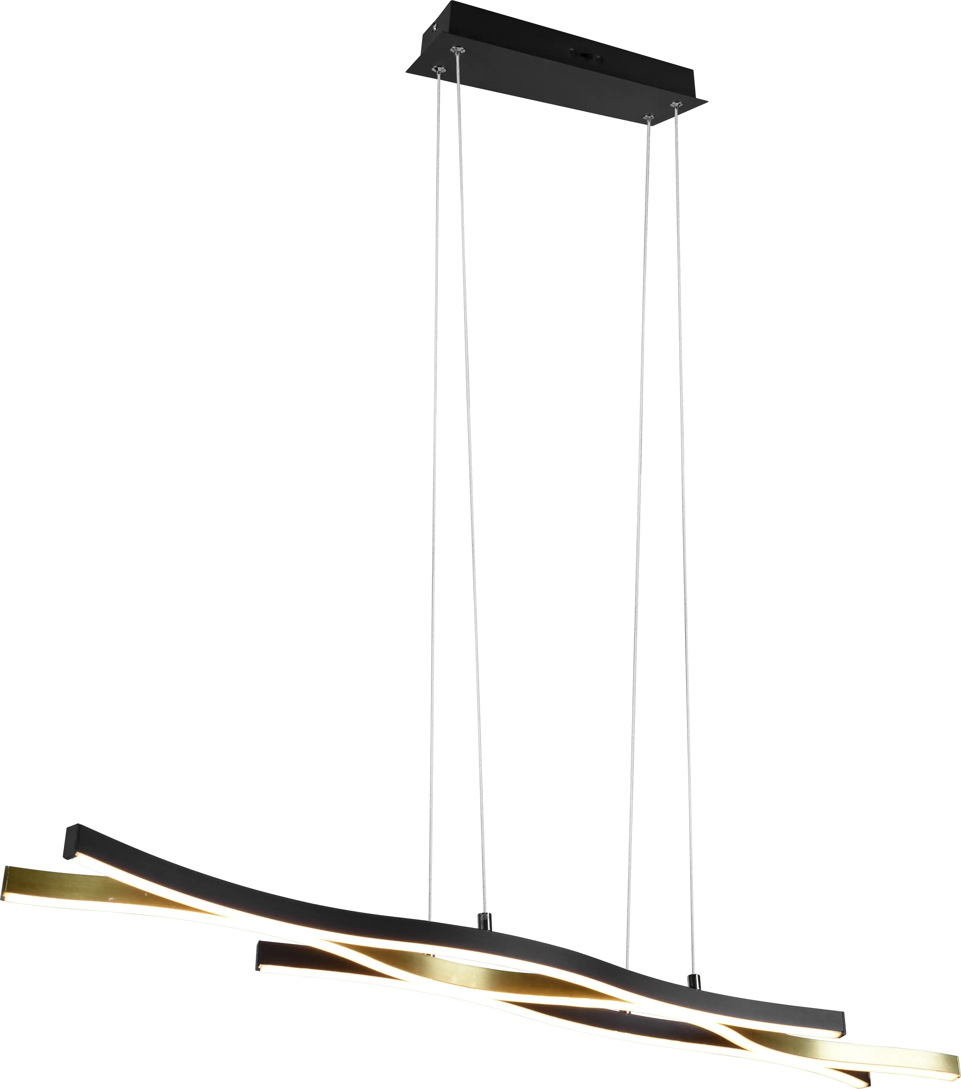 Trio Leuchten LED Pendelleuchte Blaze schwarz-messing 107 x 15,5 cm dimmbar