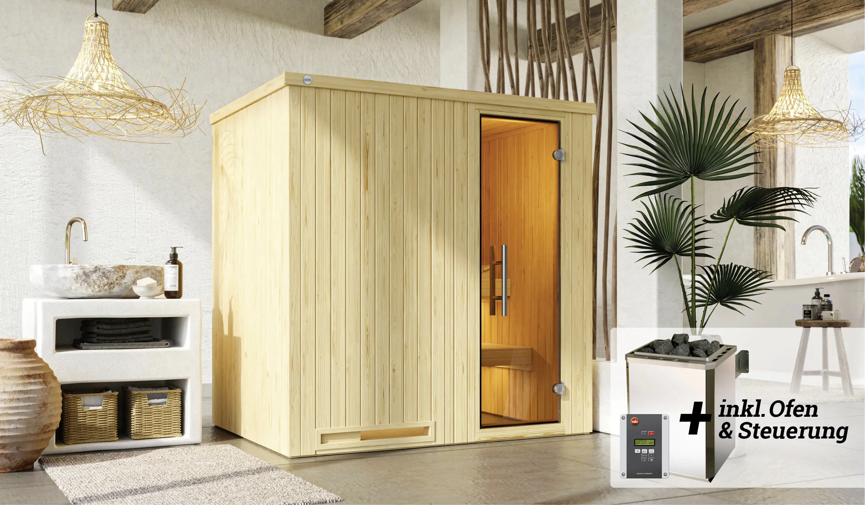 Weka Elementsauna Halmstad Gr. 1 Sparset 7,5 kw OS