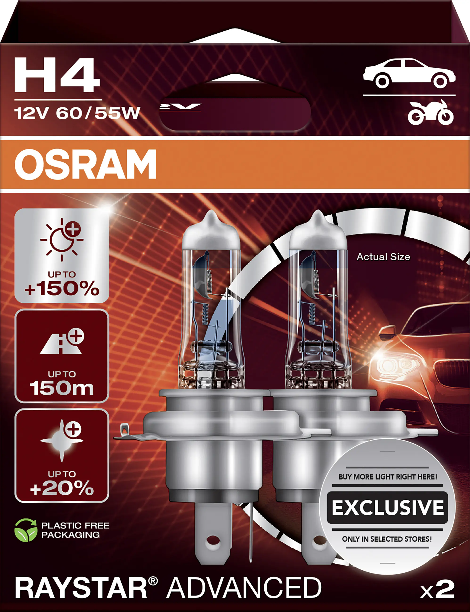 Osram Scheinwerferlampe H4 Raystar Advanced 2.0 2 Stück