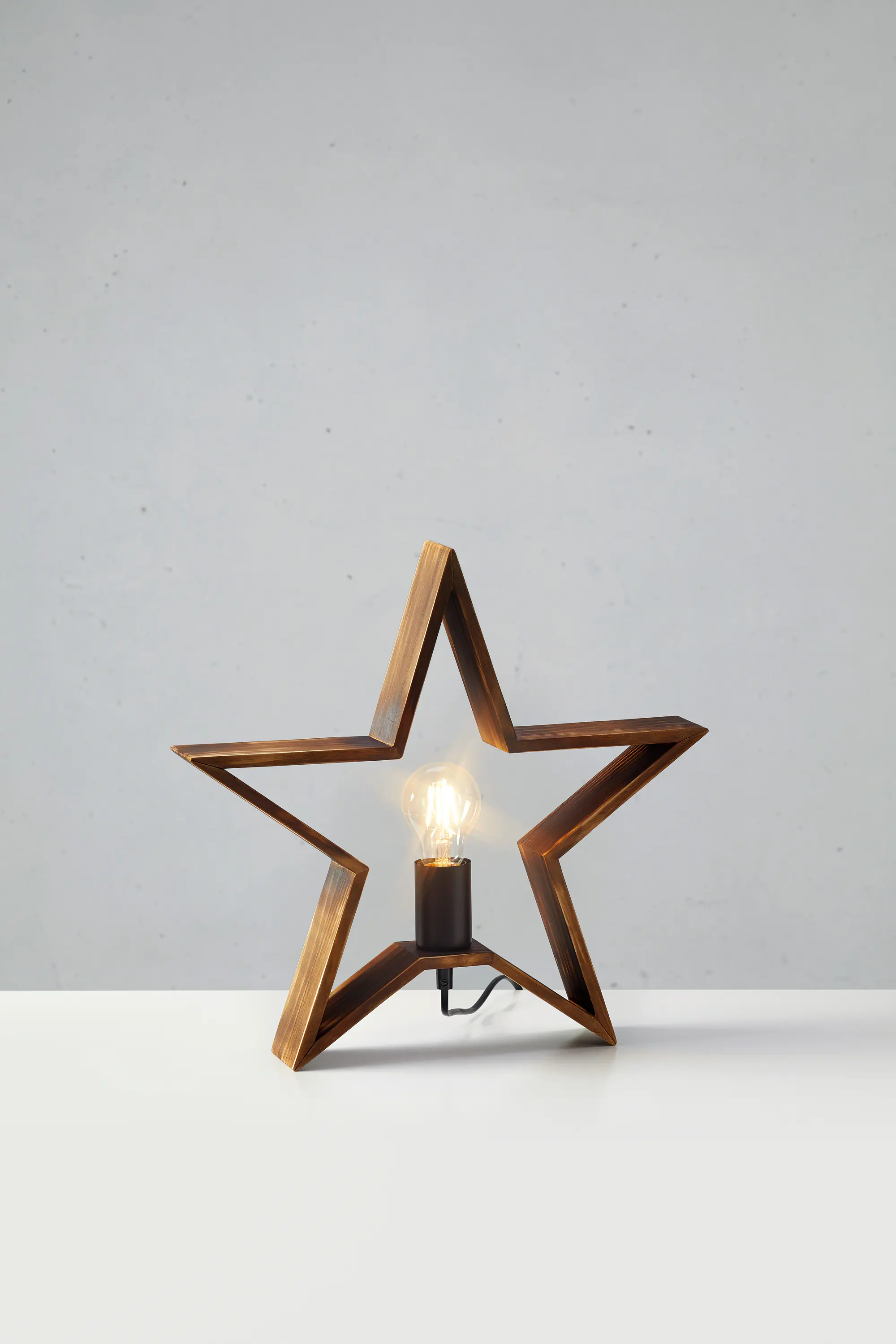 Tischlampe Stern Estrella 230 V gebranntes Holz 40,5 x 13,8 cm braun