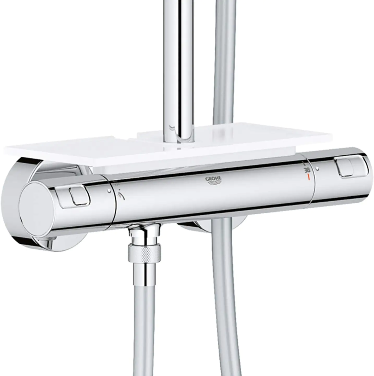 Grohe Kopfbrausesystem Vitalio Joy 260 verchromt, Aufputz-Thermostat mit Aquadimmer Funktion