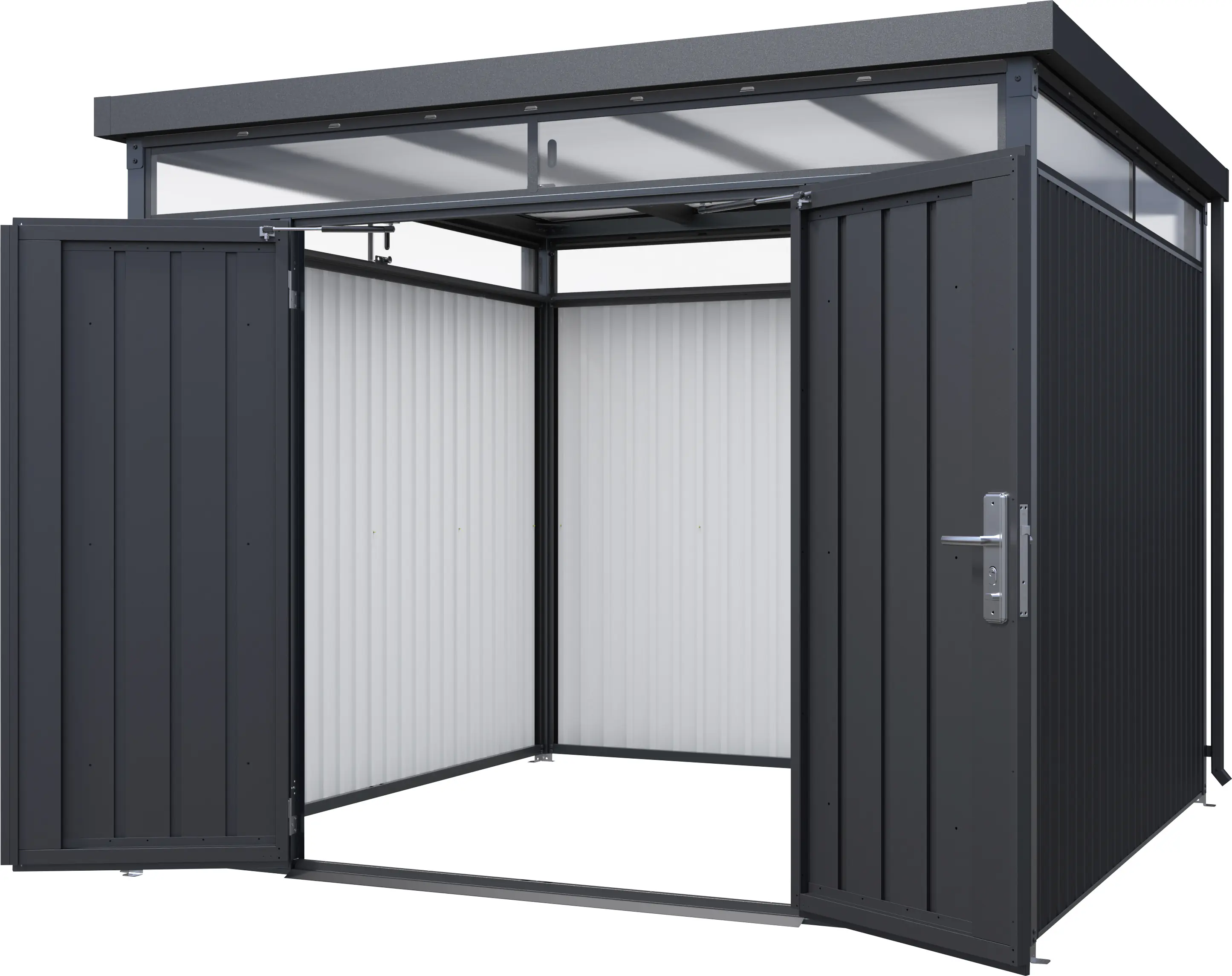 Floraworld Gerätehaus Premium Q10 Firstline schwarz-mettalic 314 x 314 cm
