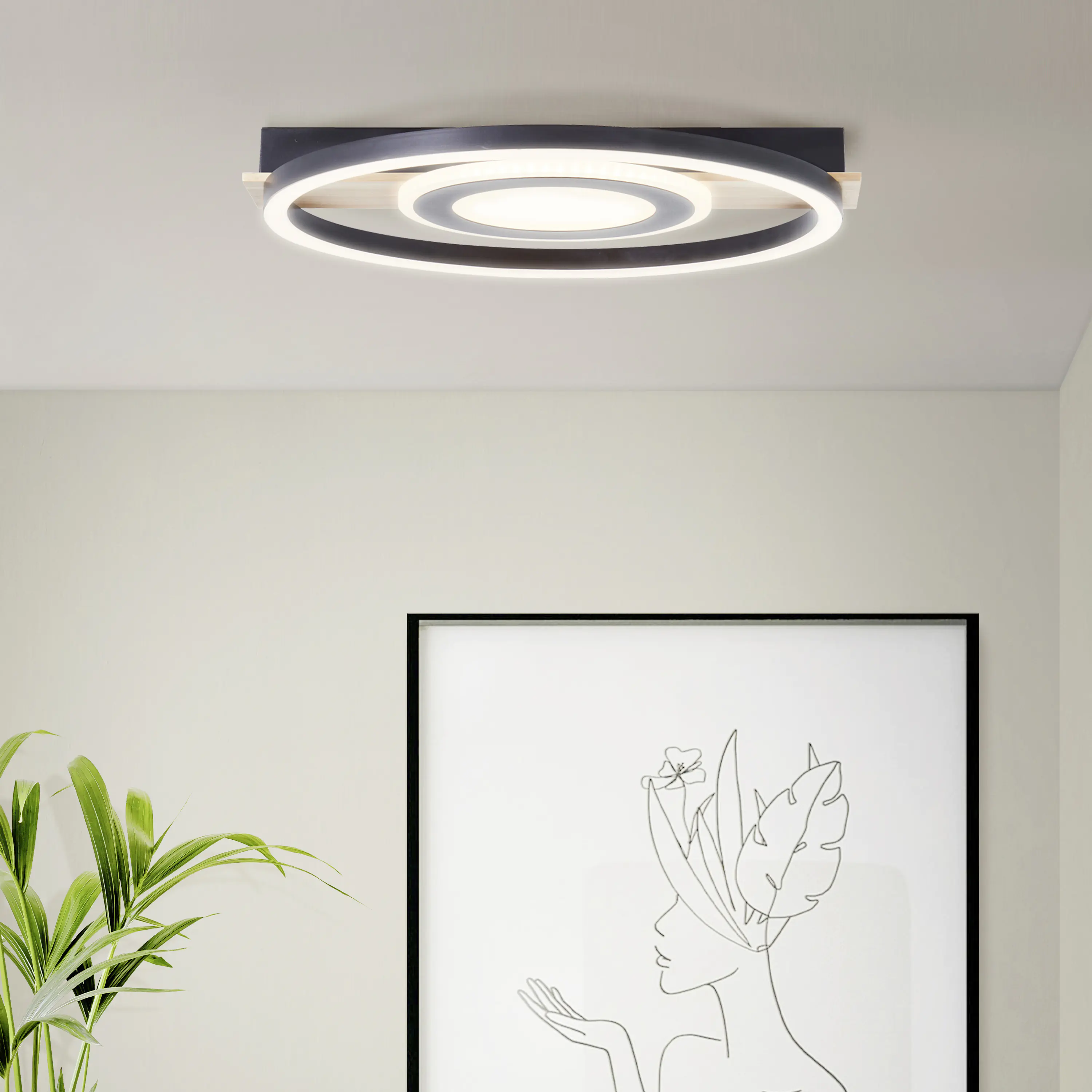 Brilliant Leuchten LED Deckenleuchte Maureen 22W, warmweiß, holz