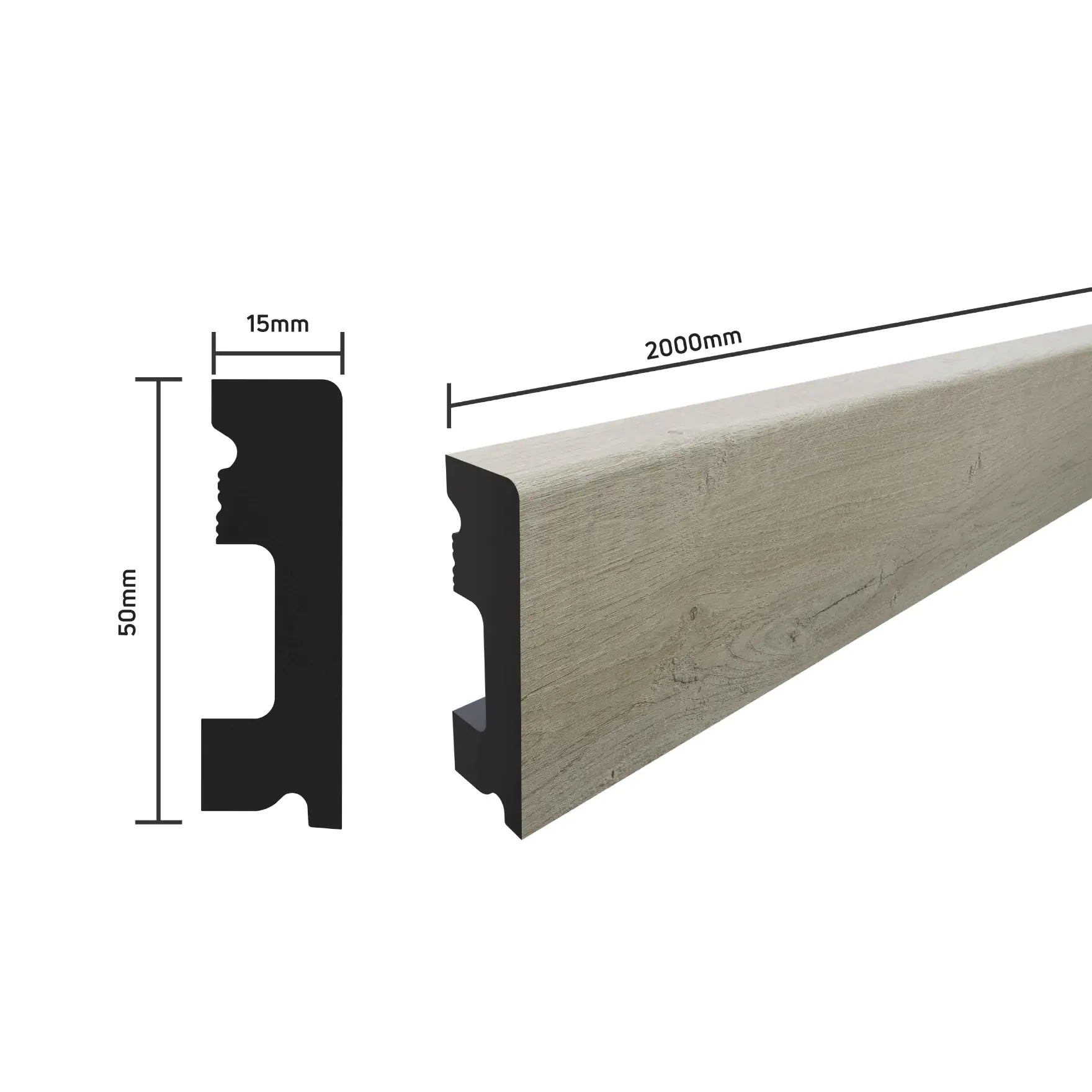 SELITSTYLE Sockelleiste FBL50 Eiche Elegant 2000 x 50 x 15 mm wasserfest