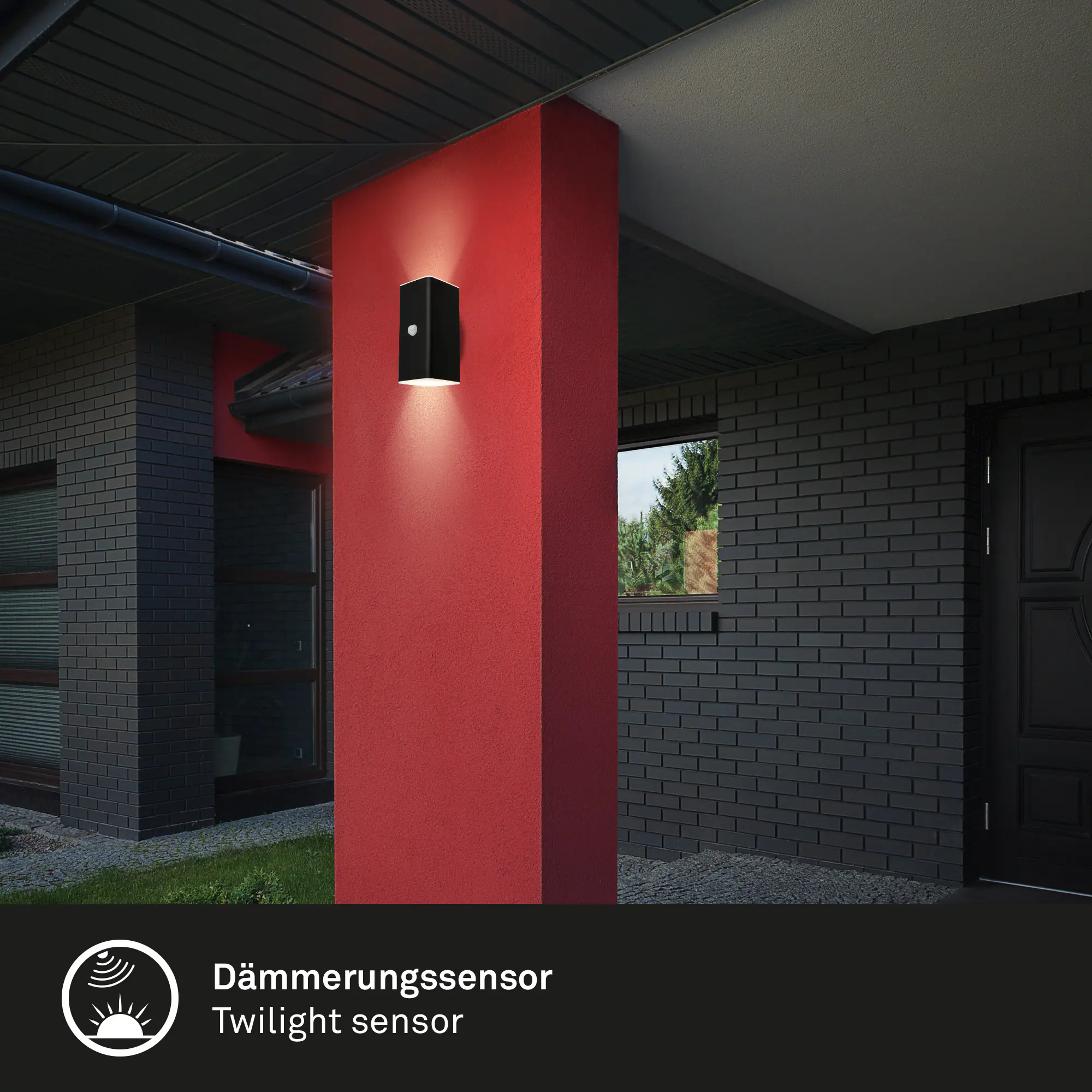 Briloner LED Akku-Außenwandleuchte Kona Akku 6W schwarz Bewegungssensor