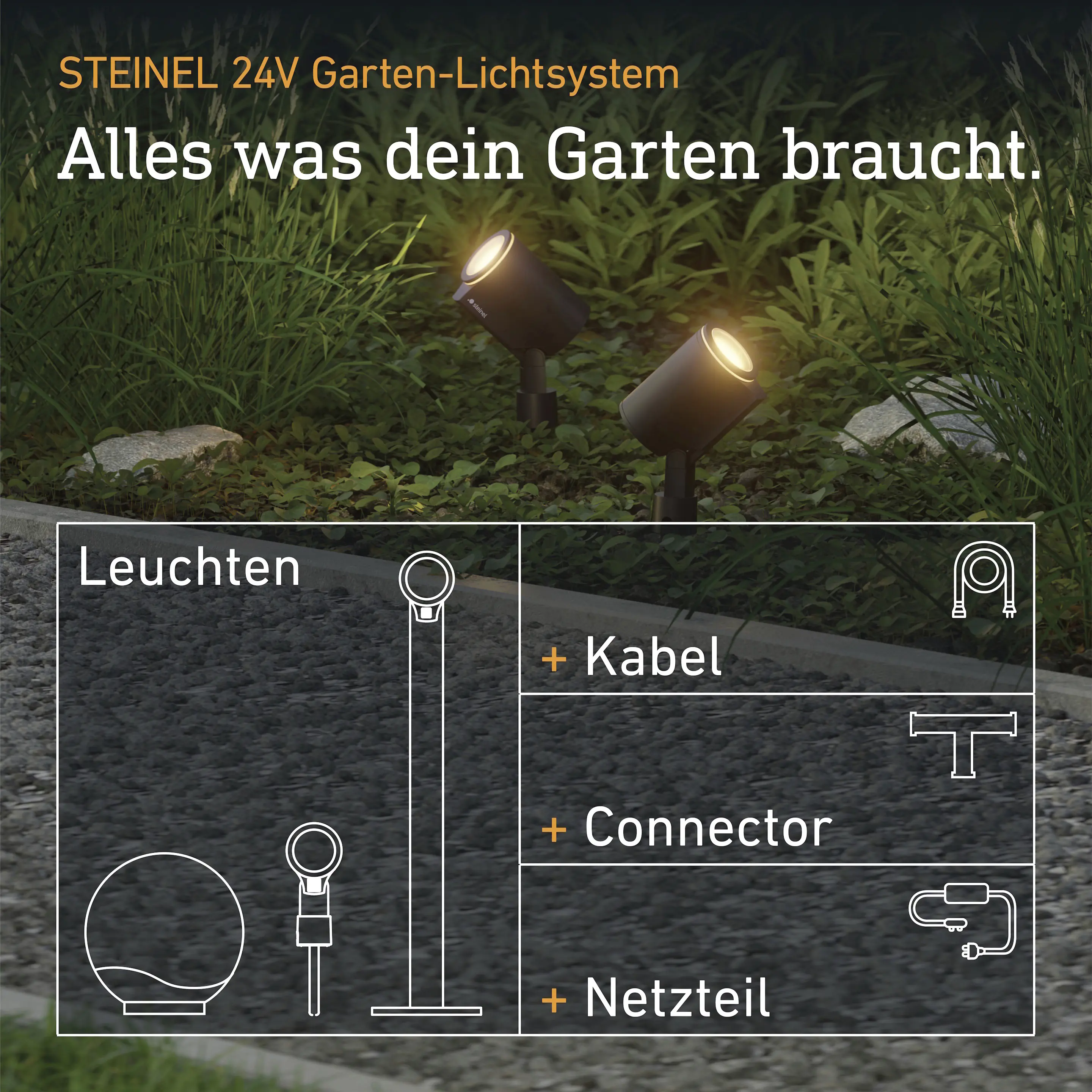 Steinel Verlängerungskabel für 24V Garten-Lichtsystem 2,5 m schwarz