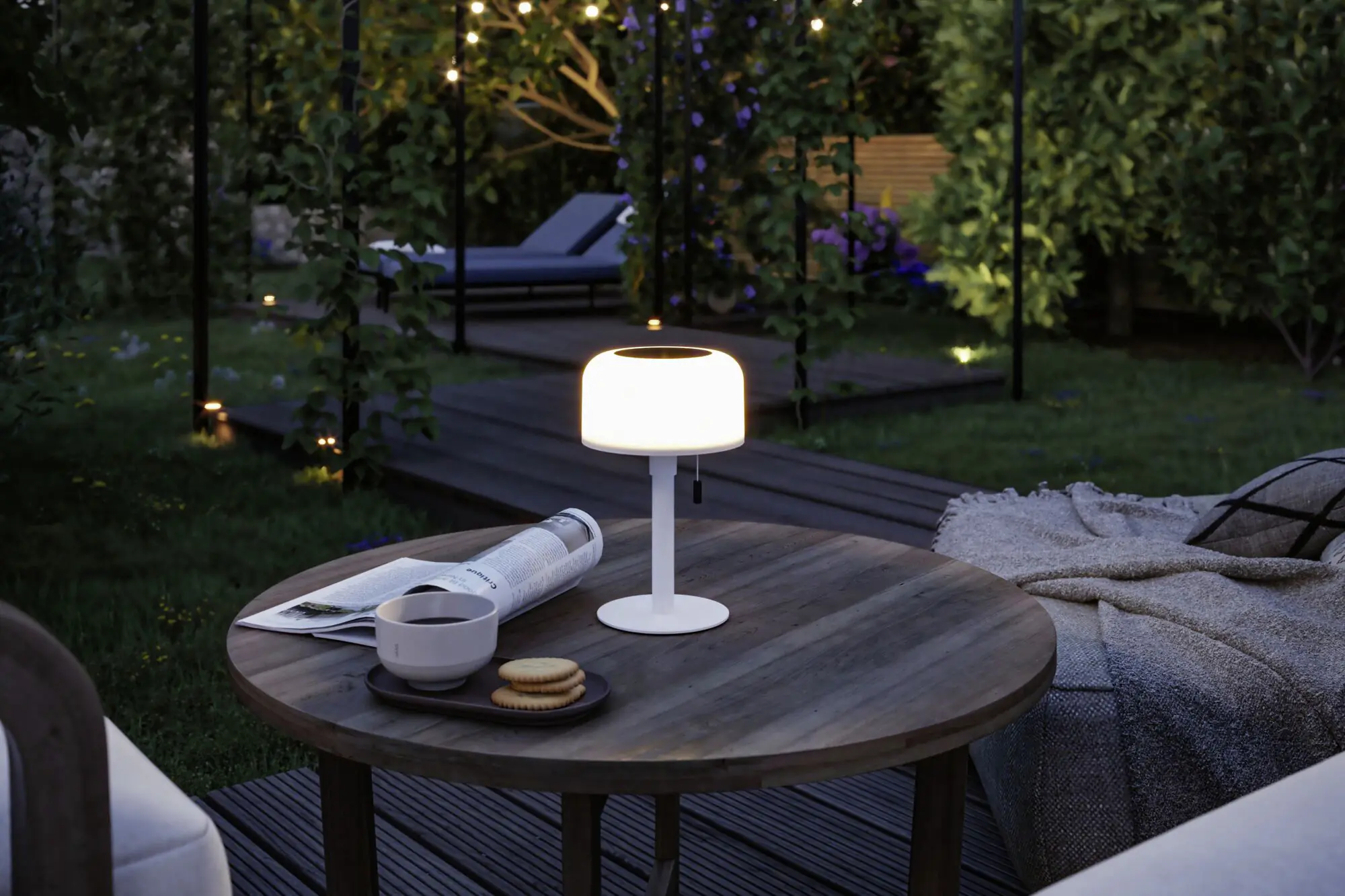 Paulmann Solar-Akku-Tischleuchte Bartja weiß 24 cm warmweiß