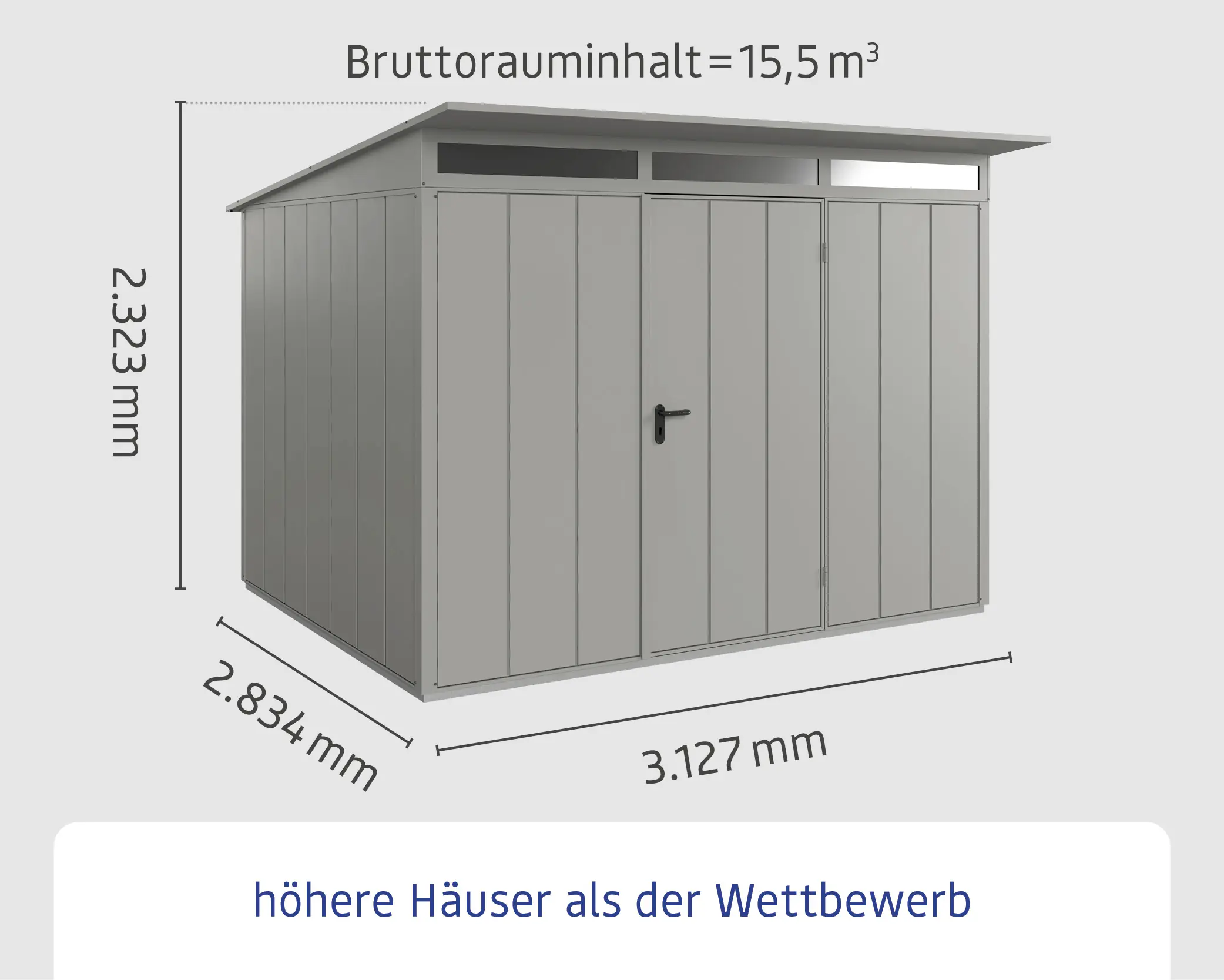 EcoStar Gerätehaus Elegant-P Typ 3 graualuminium 312,7 x 283,4 x 232,3 cm