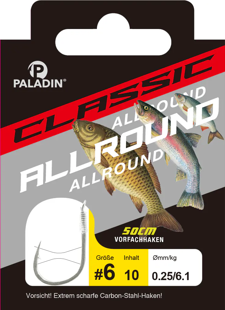 Paladin Allroundhaken gebunden Größe 8 - 50 cm 10 Stück gunsmoke